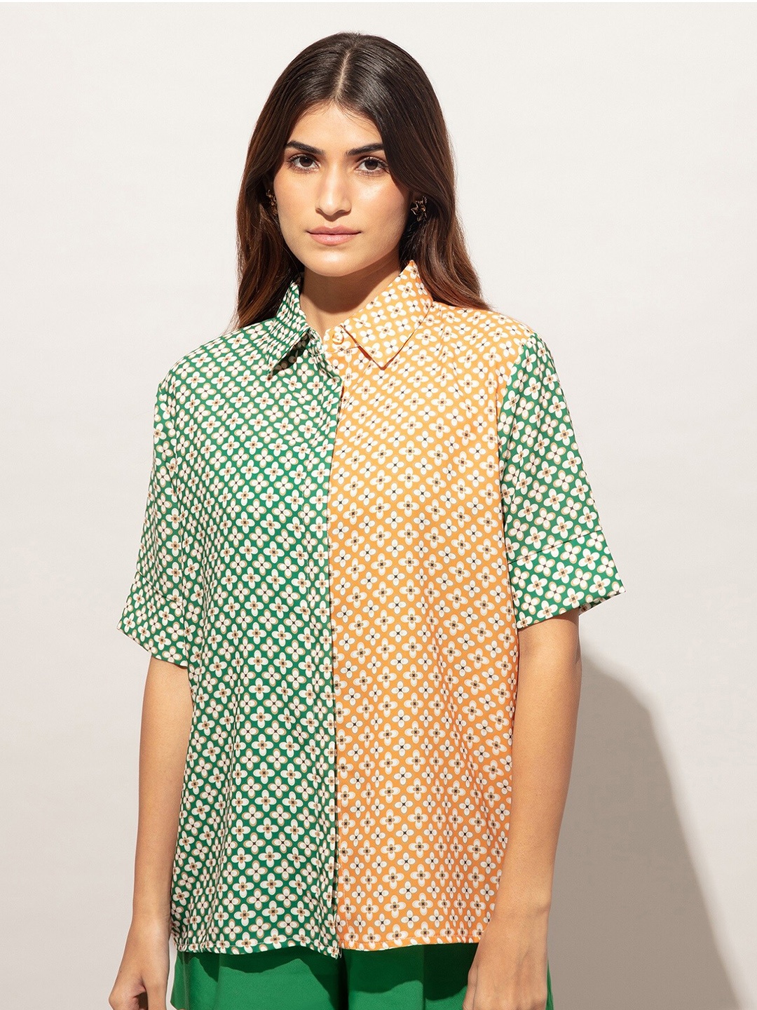 

20Dresses Women Green Printed Casual Shirt