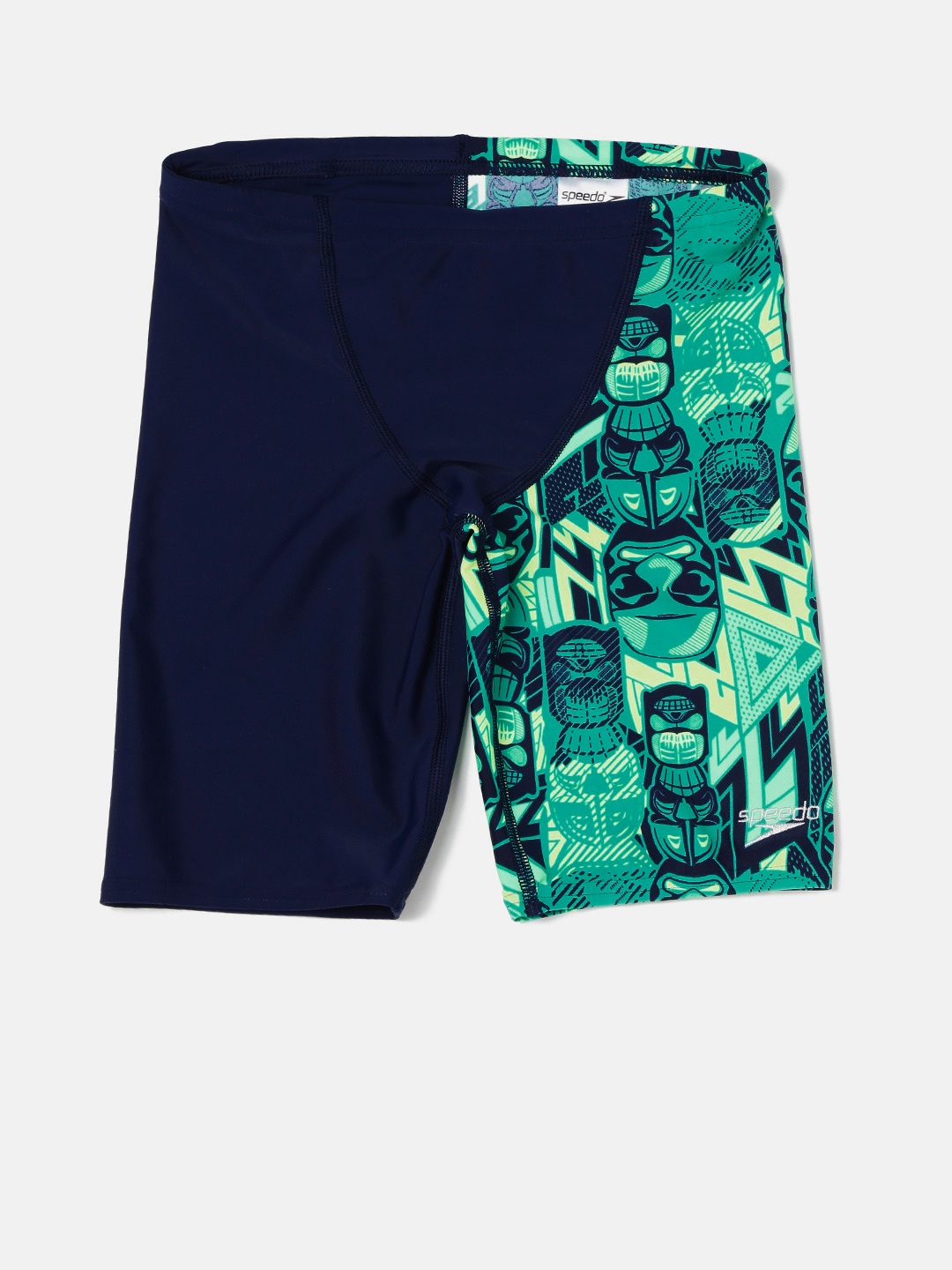 

Speedo Boys Navy & Green Printed Swim Shorts 808686B518, Navy blue