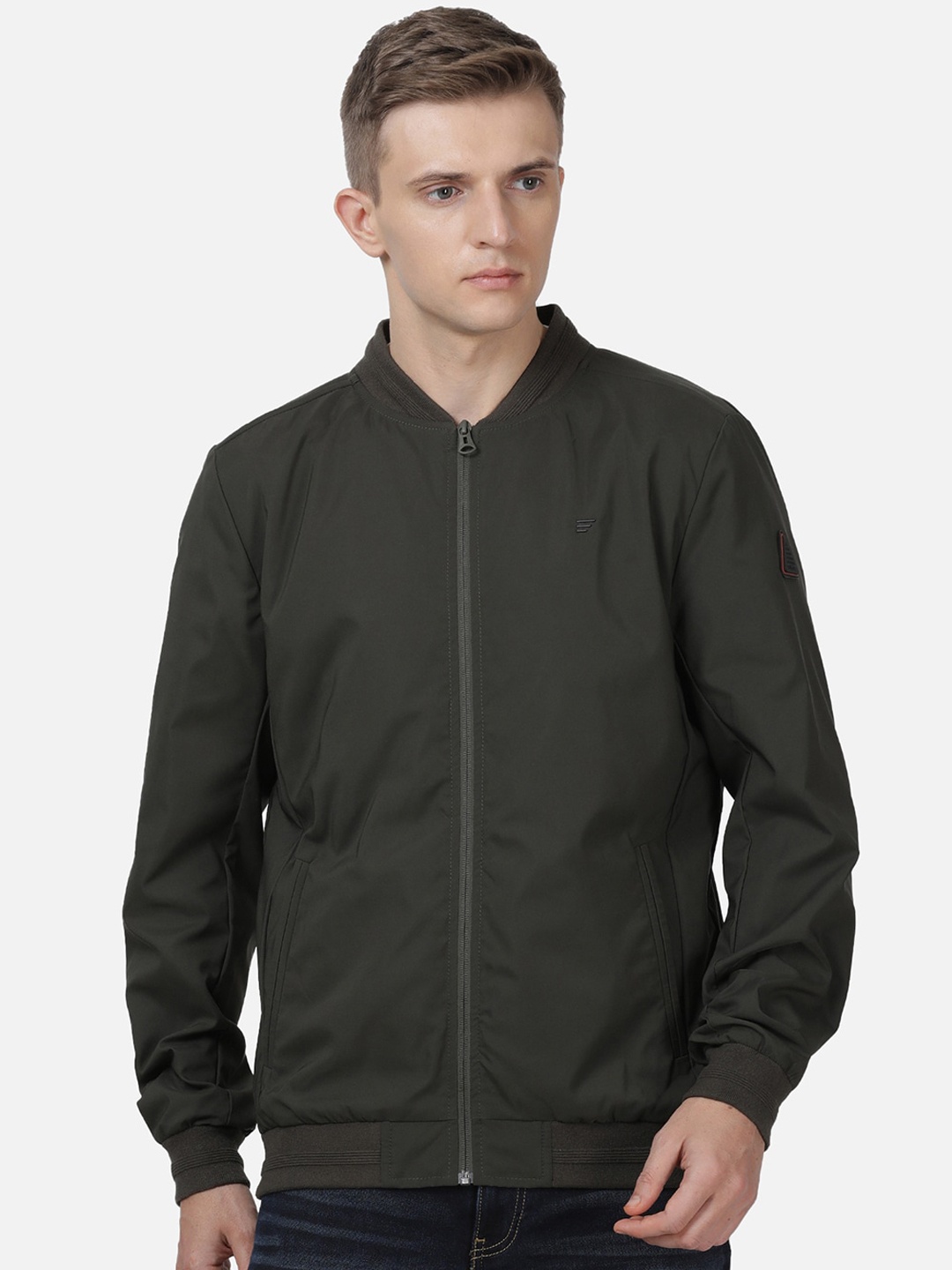 

t-base Men Green Windcheater Crop Bomber Jacket