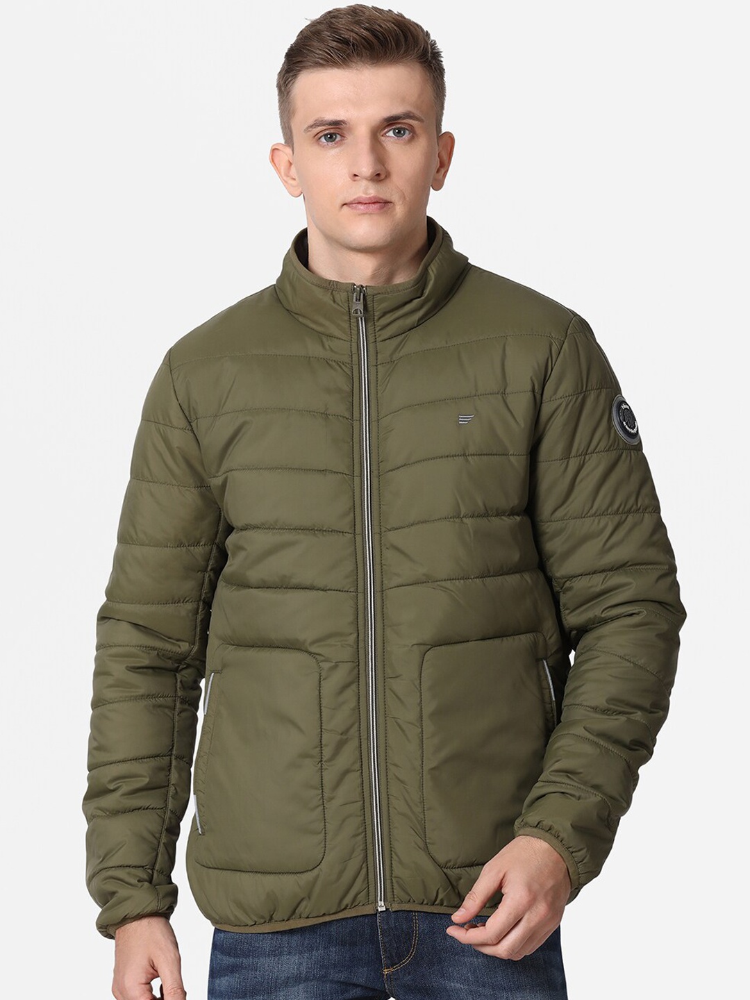 

t-base Men Olive Green Windcheater Puffer Jacket