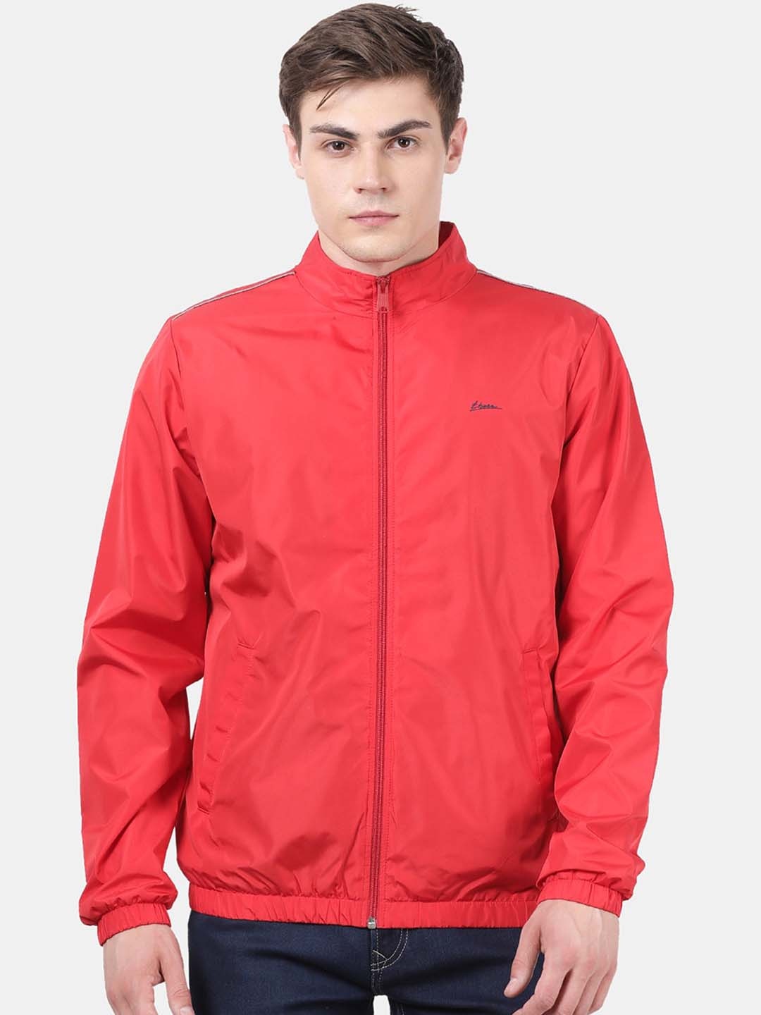 

t-base Men Red Windcheater Open Front Jacket