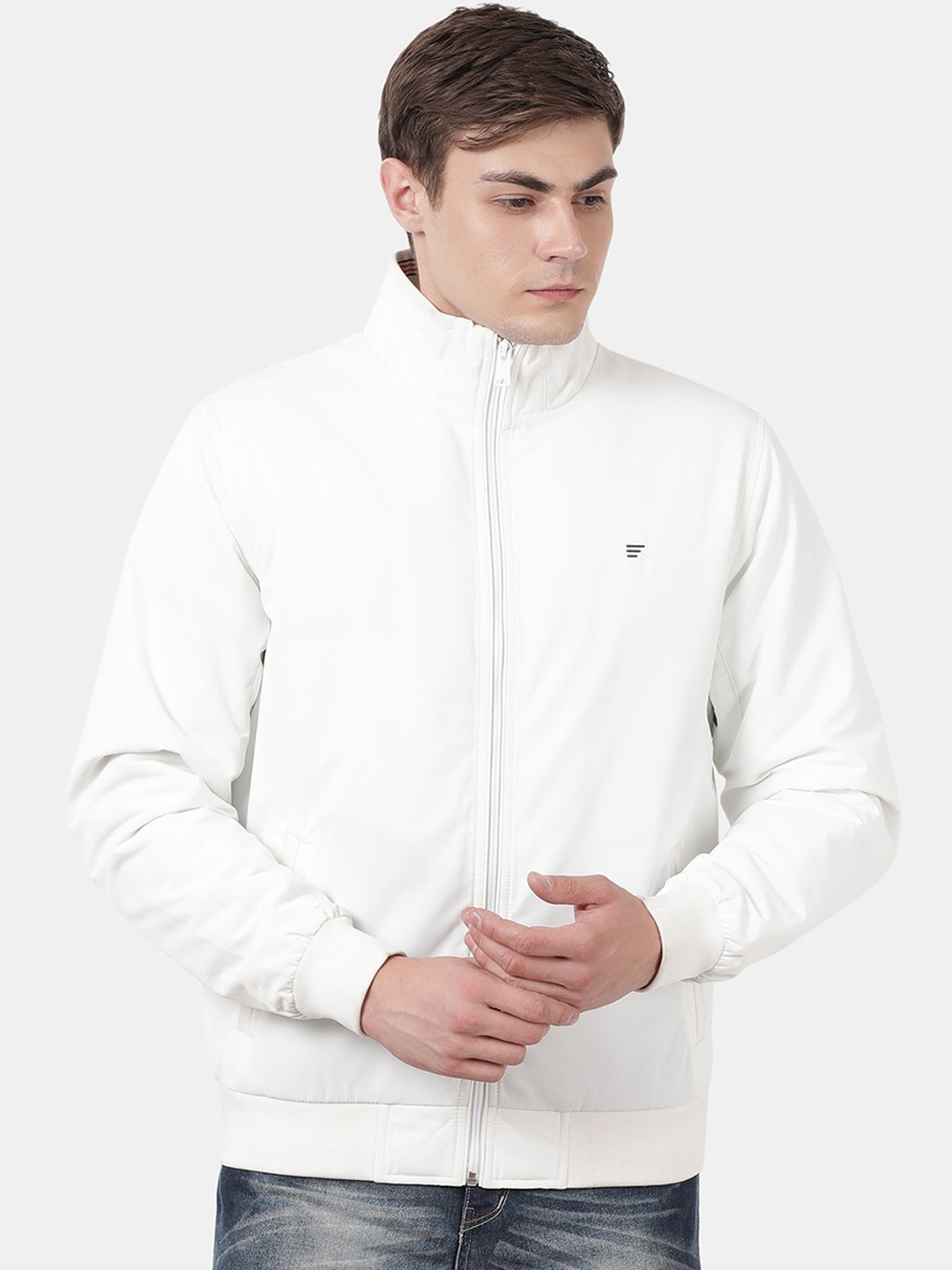 

t-base Men Off White Windcheater Sporty Jacket