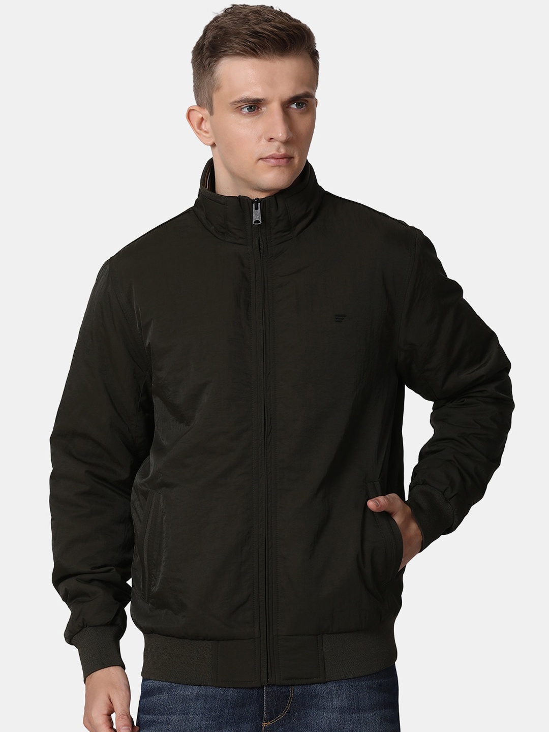 

t-base Men Green Windcheater Bomber Jacket