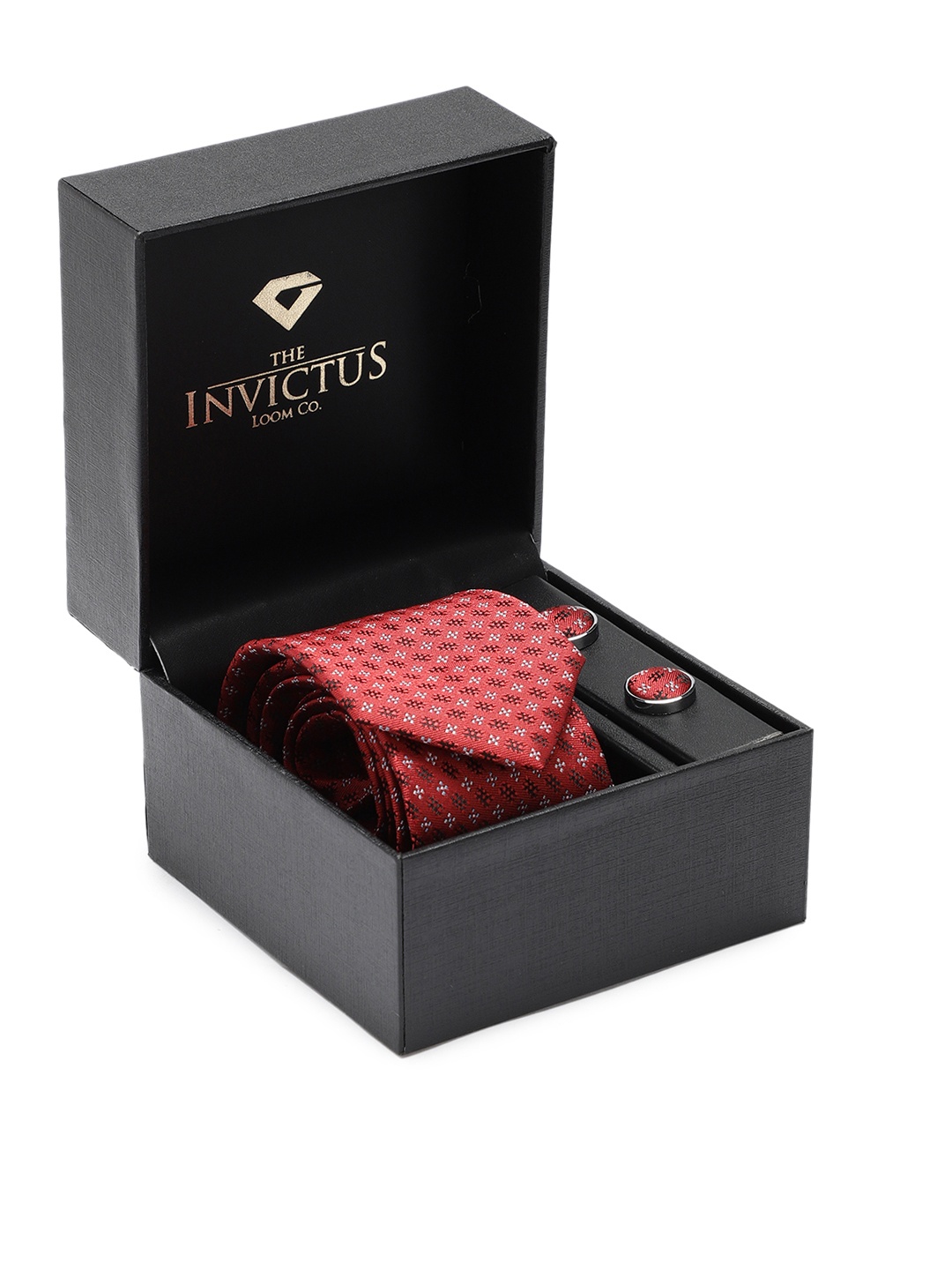 

INVICTUS Men Set Of Tie & Cufflinks, Maroon