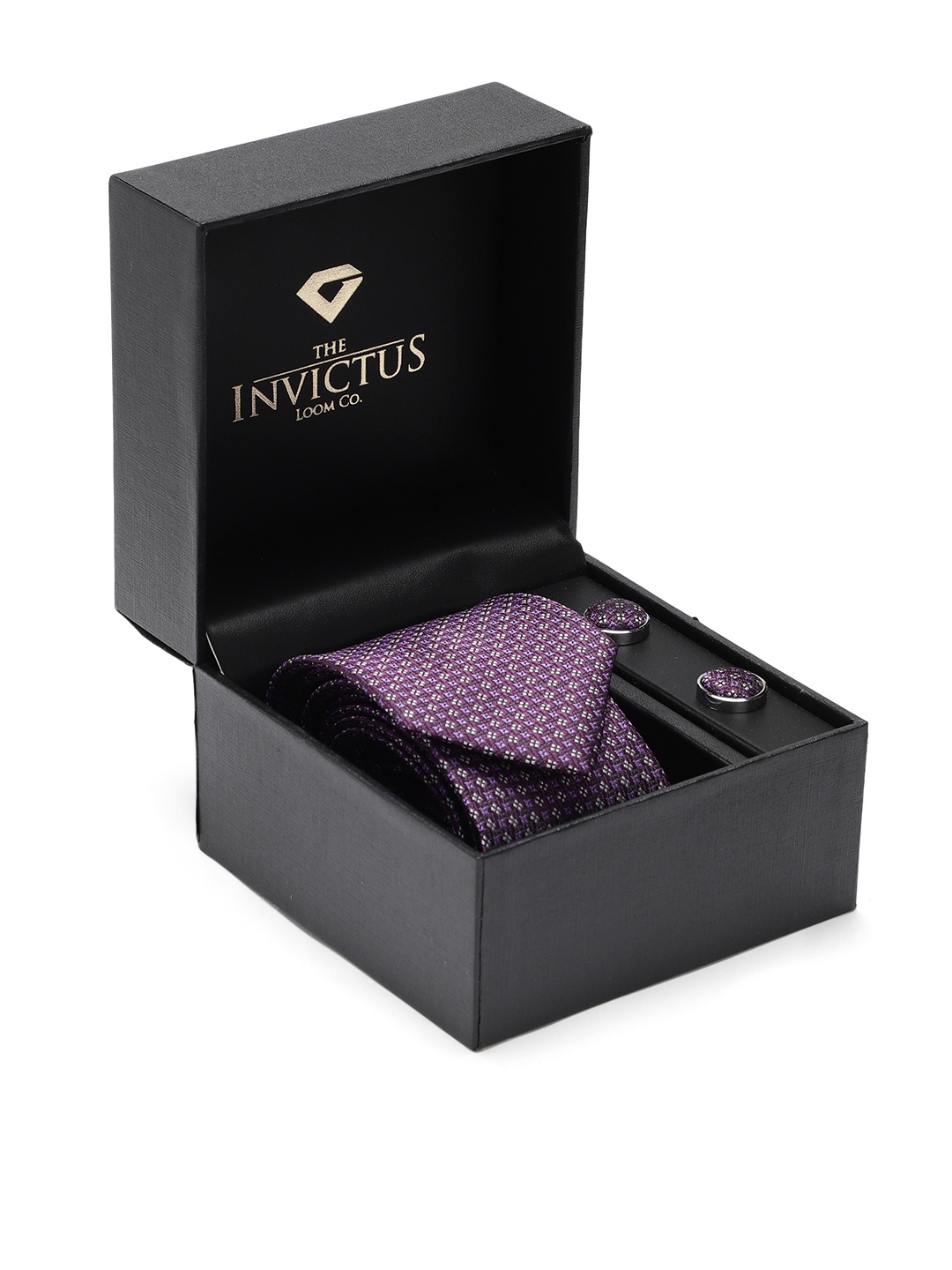 

INVICTUS Men Set of Tie & Cufflinks, Purple