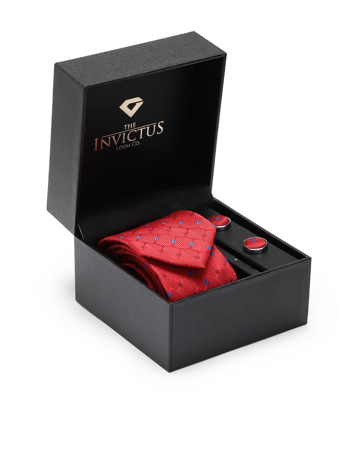 

INVICTUS Men Set Of Tie & Cufflinks, Red