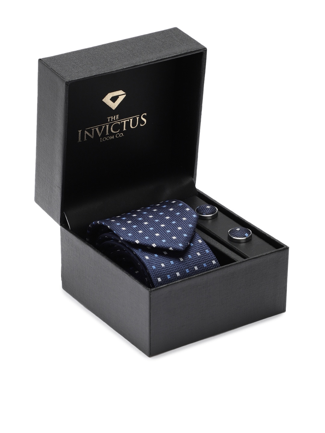 

INVICTUS Men Set Of Tie & Cufflinks, Navy blue