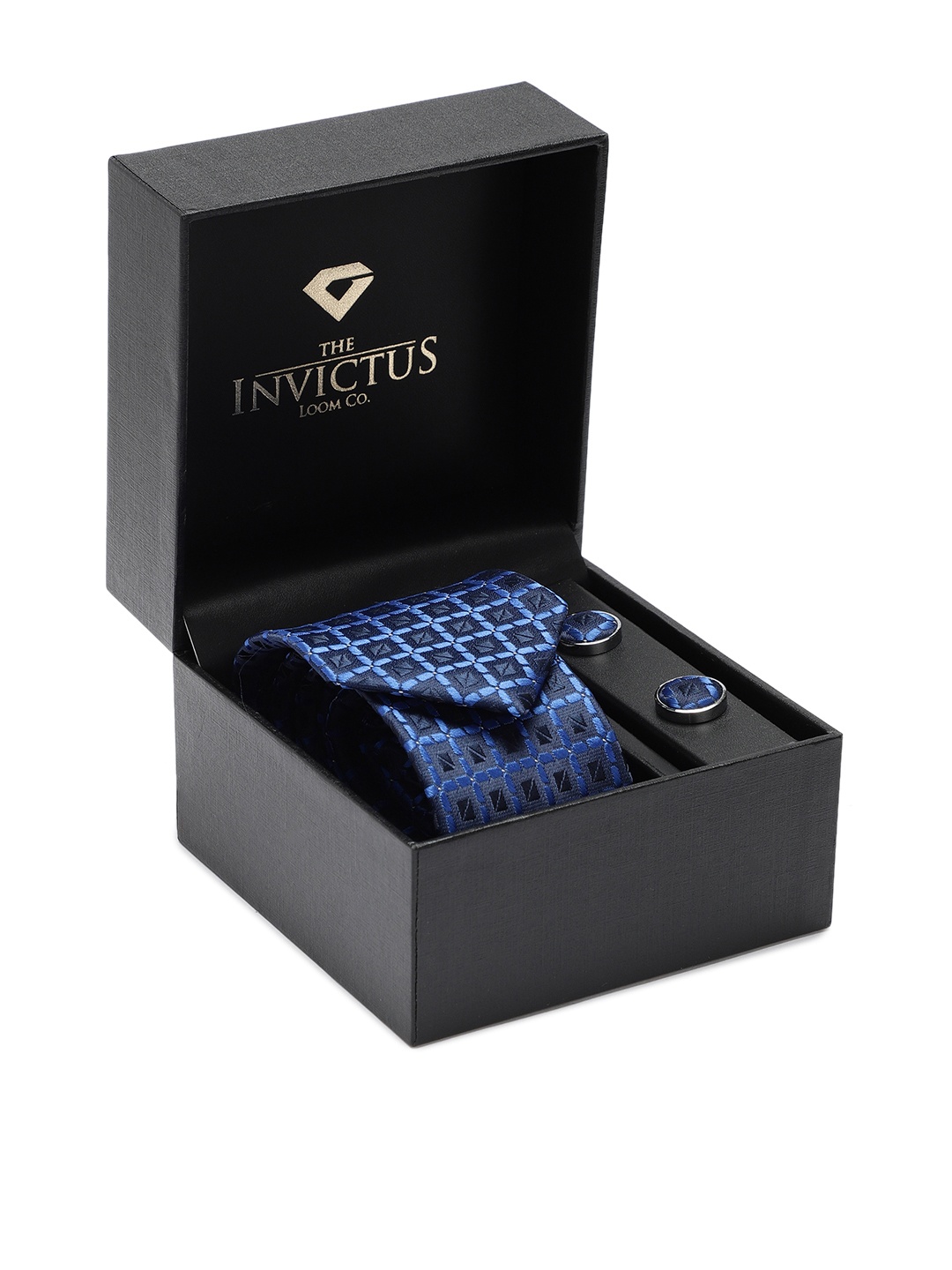 

INVICTUS Men Set Of Tie & Cufflinks, Navy blue