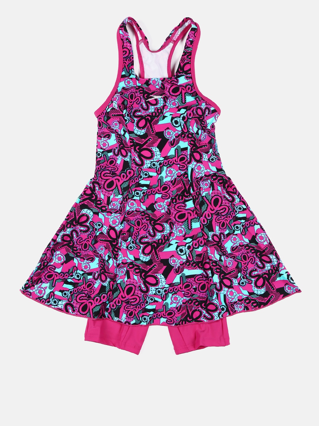 

Speedo Girls Magenta & Blue Printed Swimdress with Shorts 8GS876B483