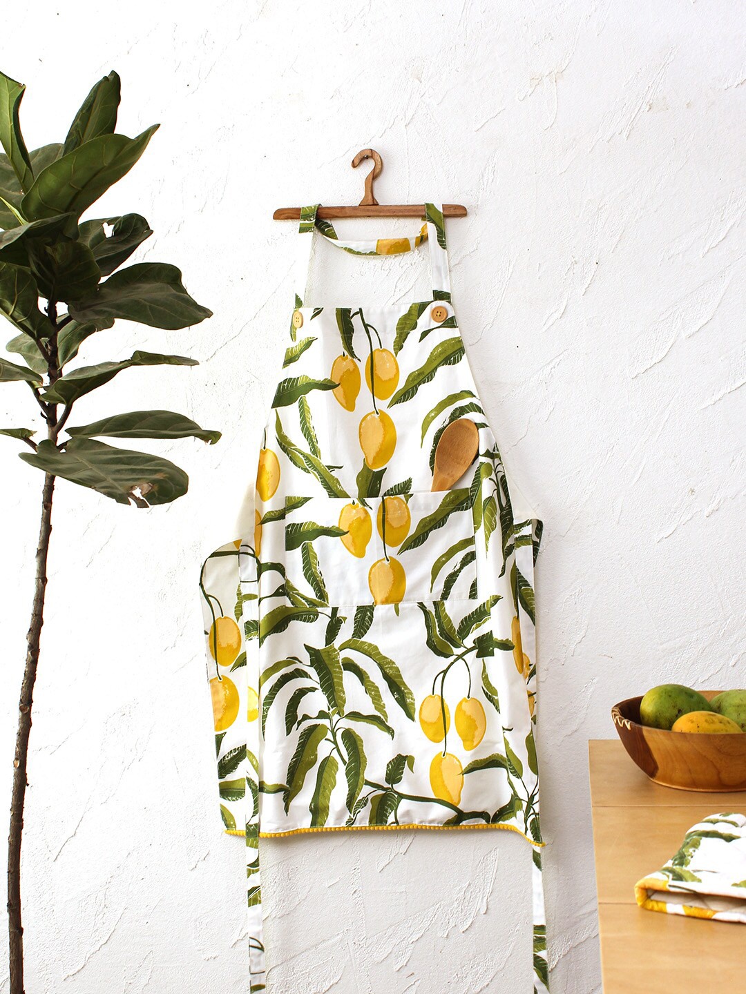 

House This Yellow & Green Printed Pure Cotton Aprons