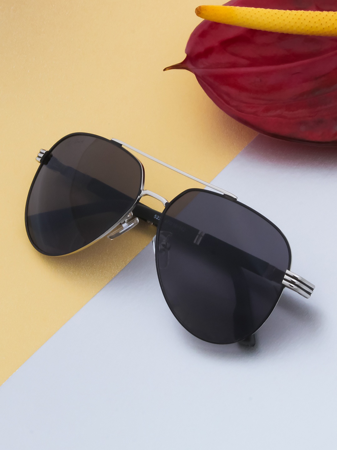 

Ted Smith Unisex Grey Lens & Black Aviator Sunglasses with UV Protected Lens