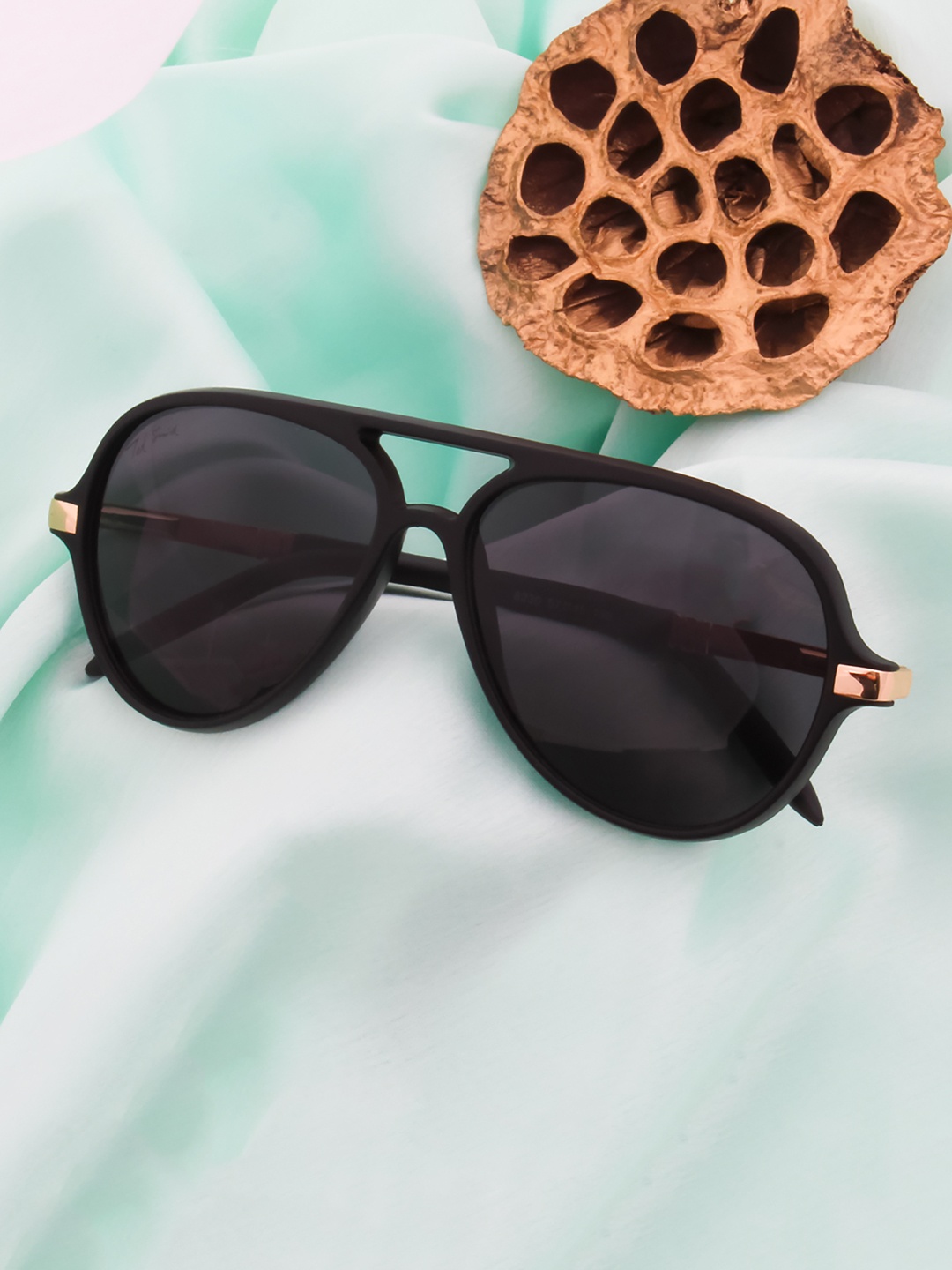

Ted Smith Unisex Grey Lens & Black Aviator Sunglasses with UV Protected Lens