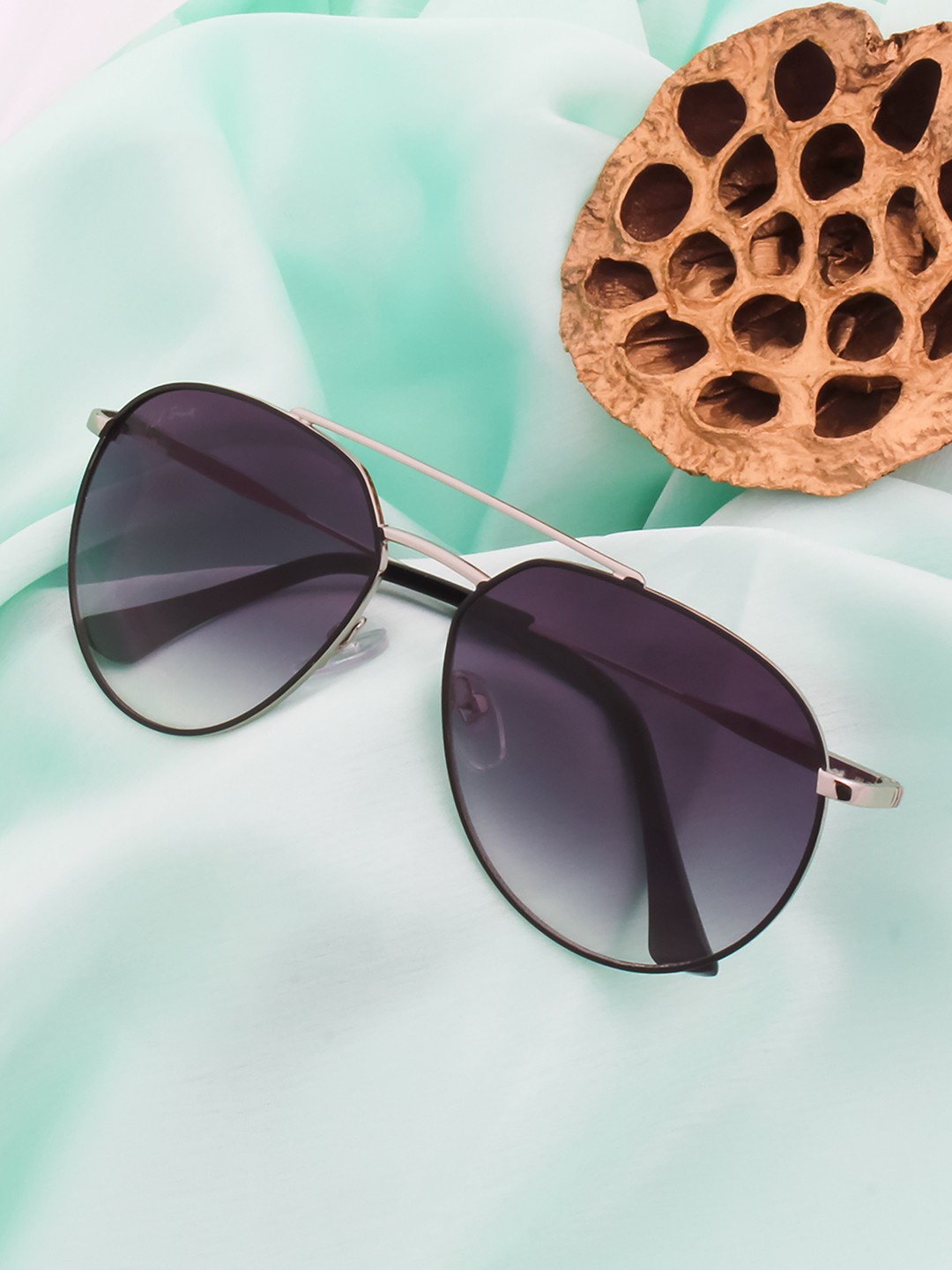 

Ted Smith Unisex Grey Lens & Black Aviator Sunglasses with UV Protected Lens