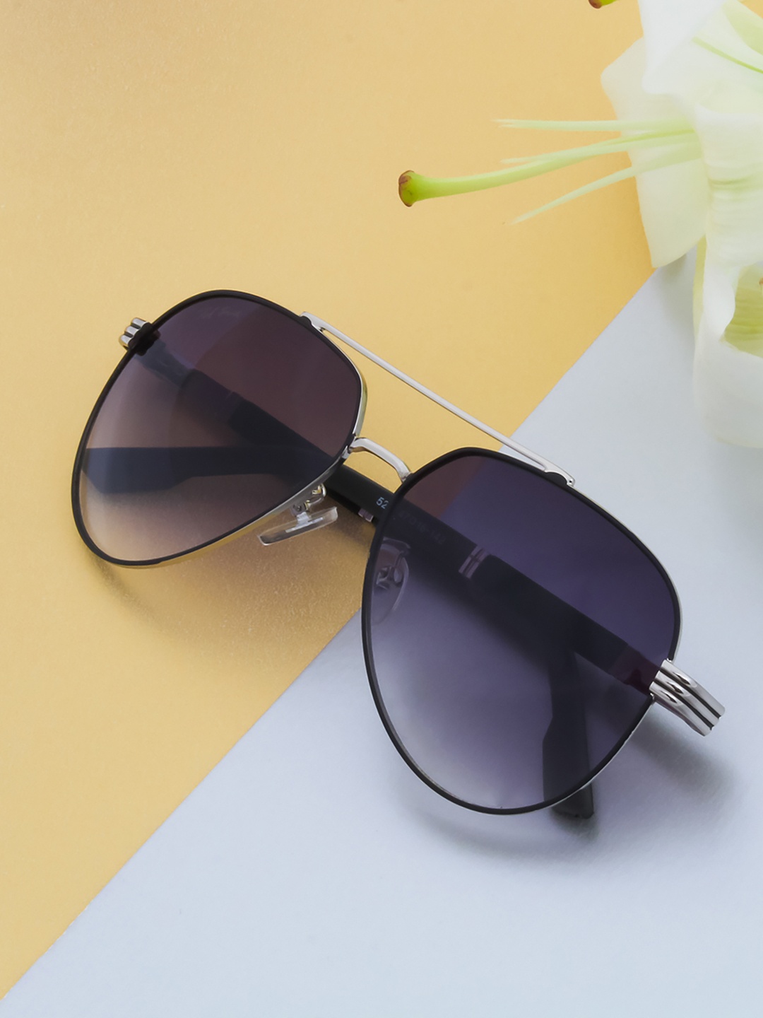 

Ted Smith Unisex Grey Lens & Black Aviator Sunglasses with UV Protected Lens