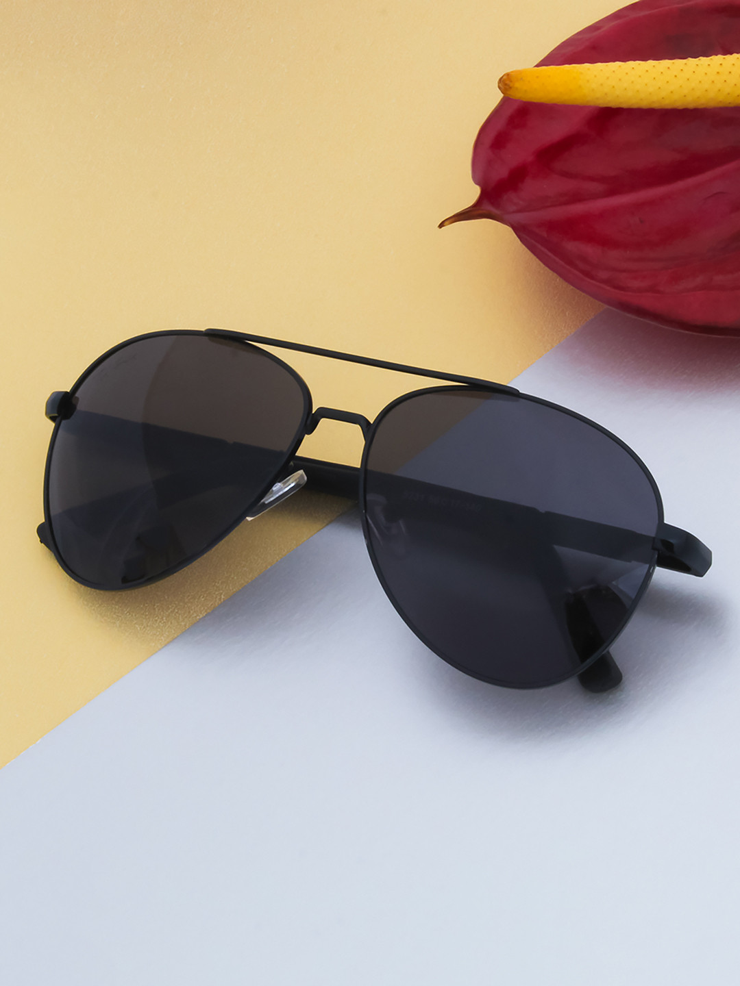 

Ted Smith Unisex Grey Lens & Black Aviator Sunglasses with UV Protected Lens