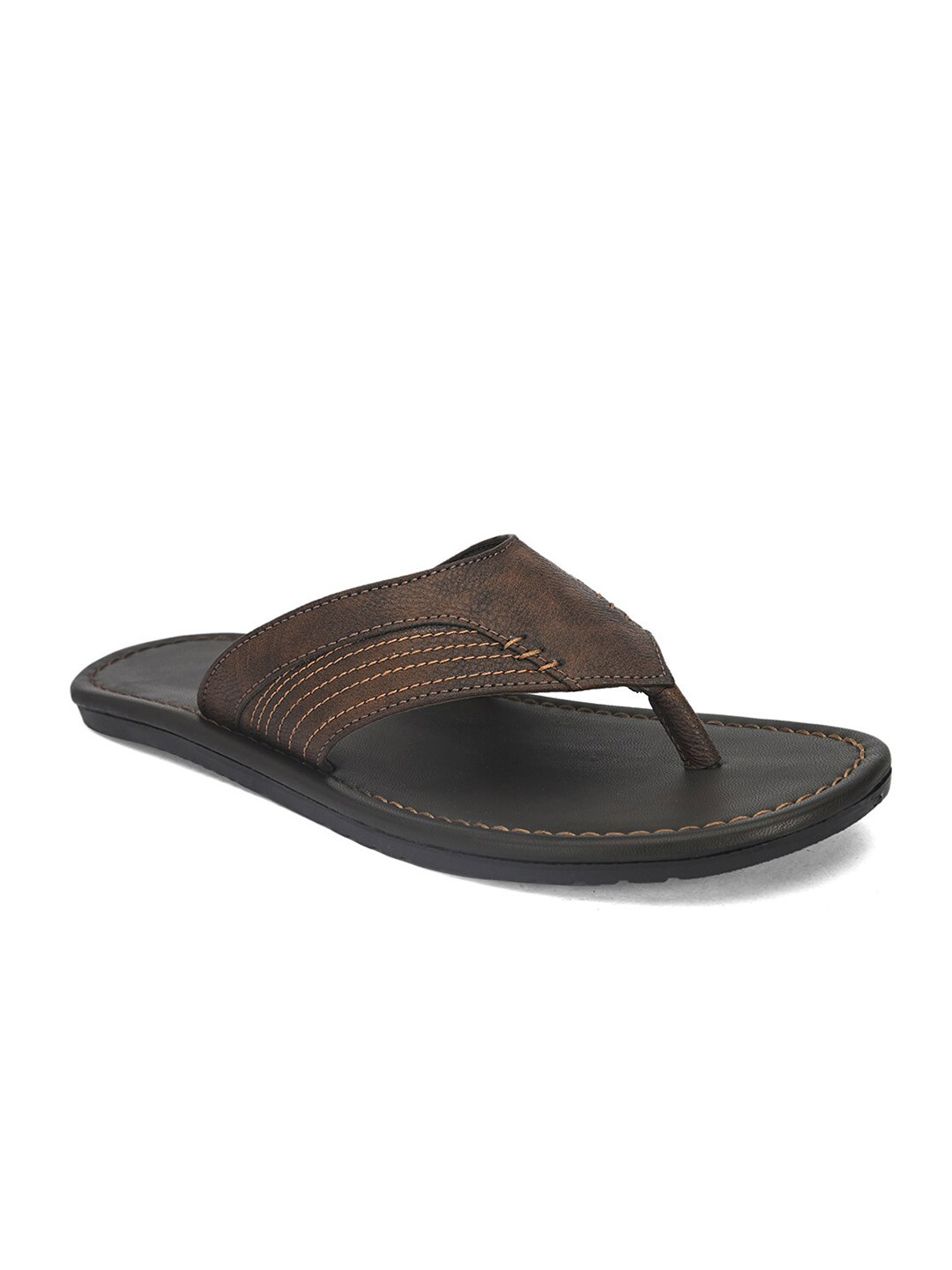

birgos Men Brown & Black Comfort Sandals