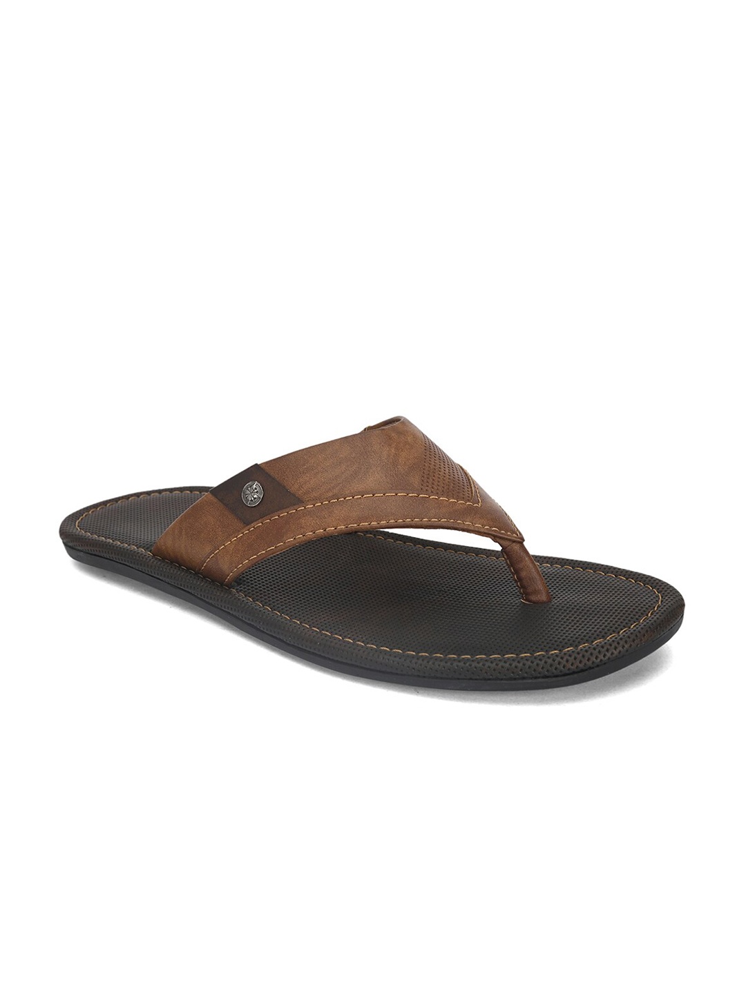 

birgos Men Brown & Black Comfort Sandals