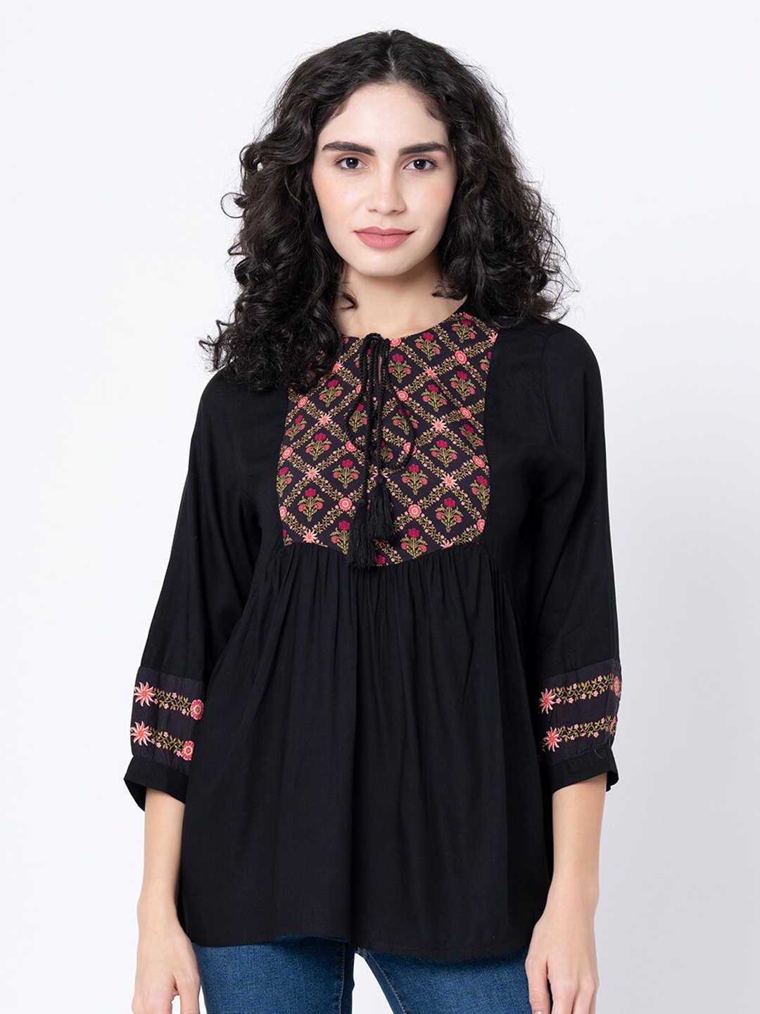 

Mode by Red Tape Black Floral Print Top