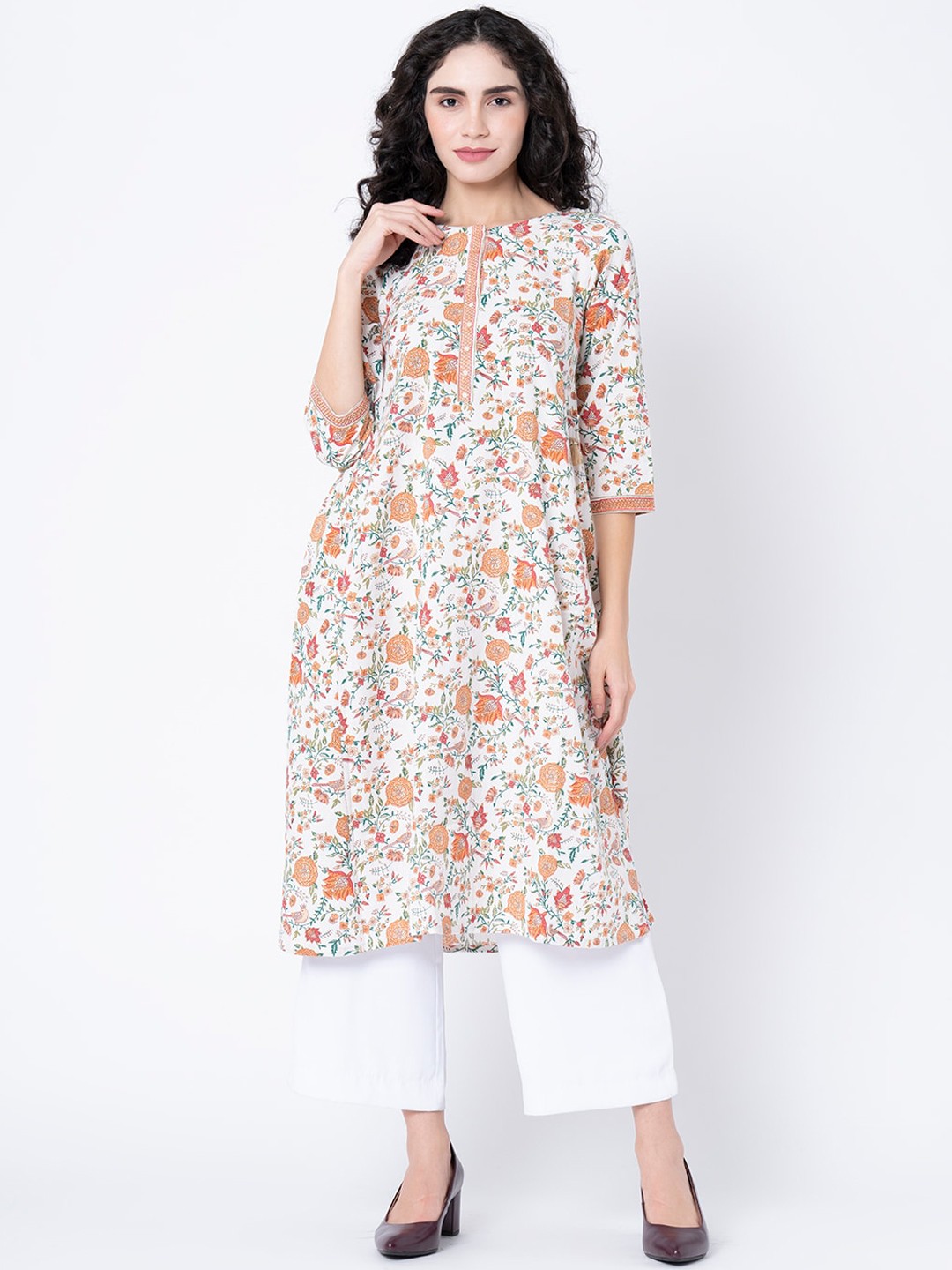 

Mode by Red Tape Women Off White Floral Printed Kurta
