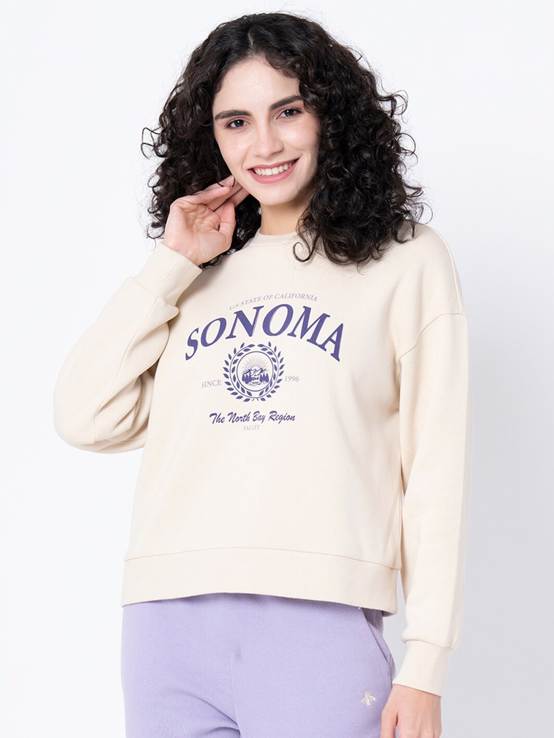 

Mode by Red Tape Women Beige Printed Sweatshirt