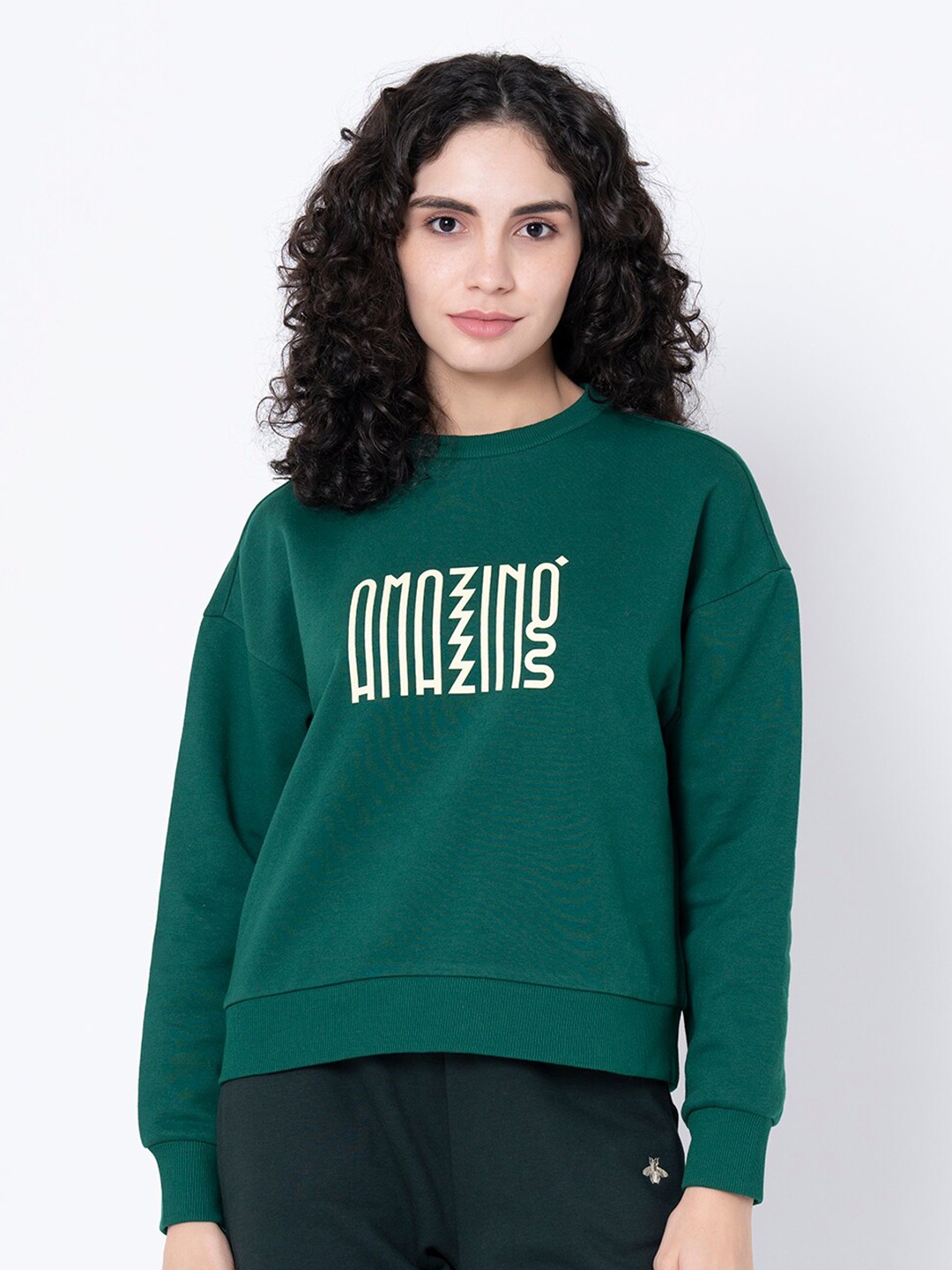 

Mode by Red Tape Women Green Printed Sweatshirt