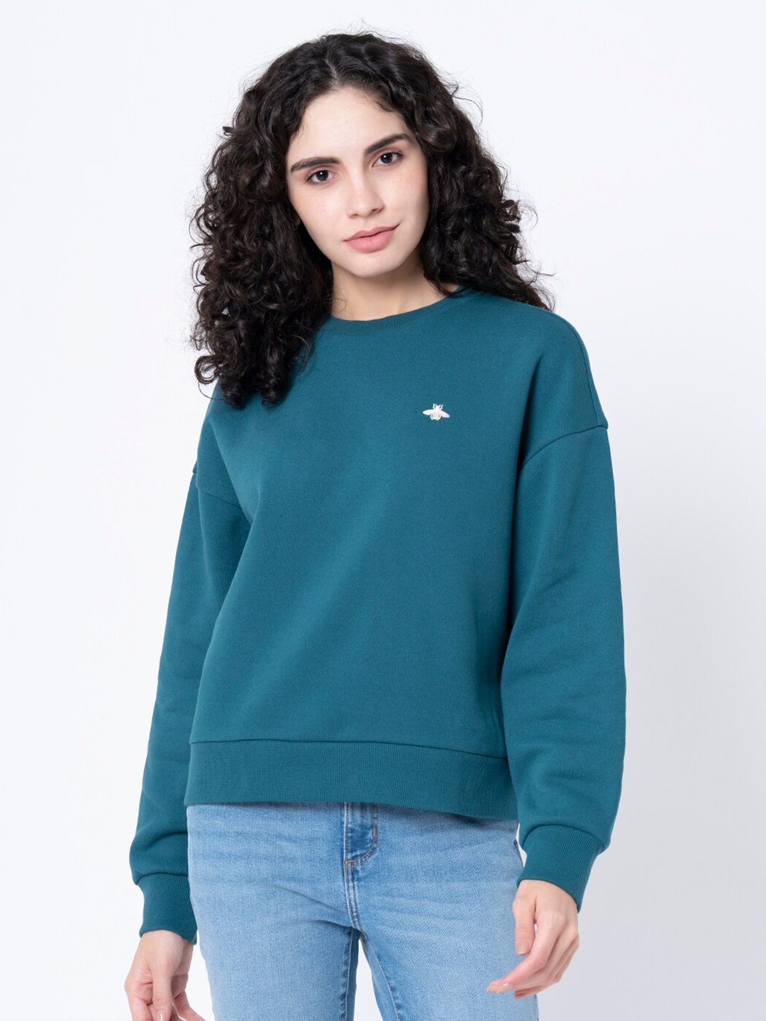 

Mode by Red Tape Women Turquoise Blue Sweatshirt