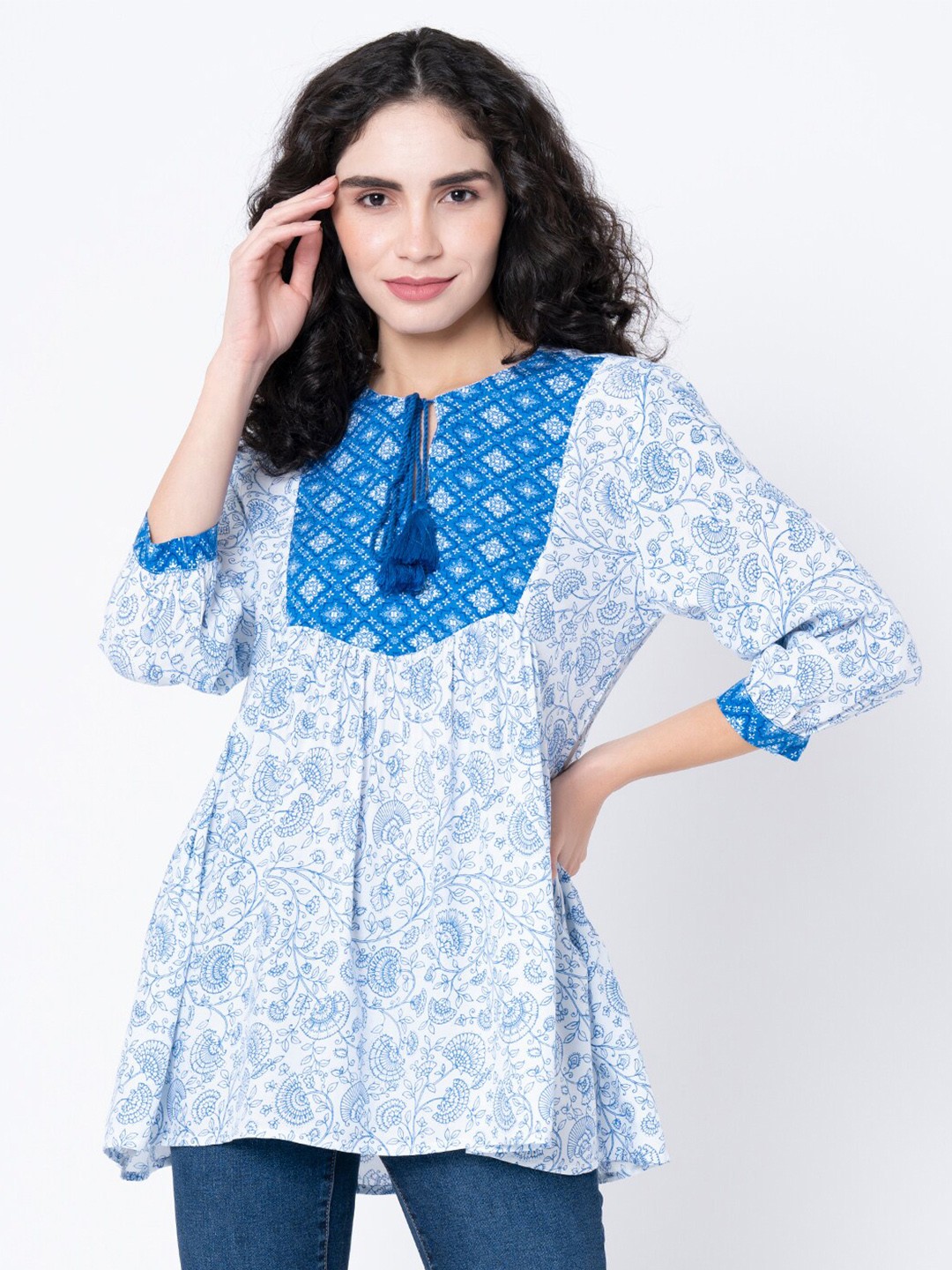 

Mode by Red Tape Blue Floral Print Top