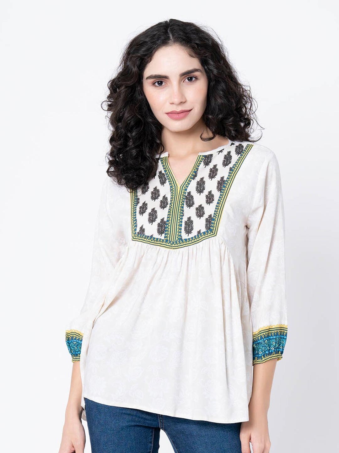 

Mode by Red Tape Beige Floral Printed Top