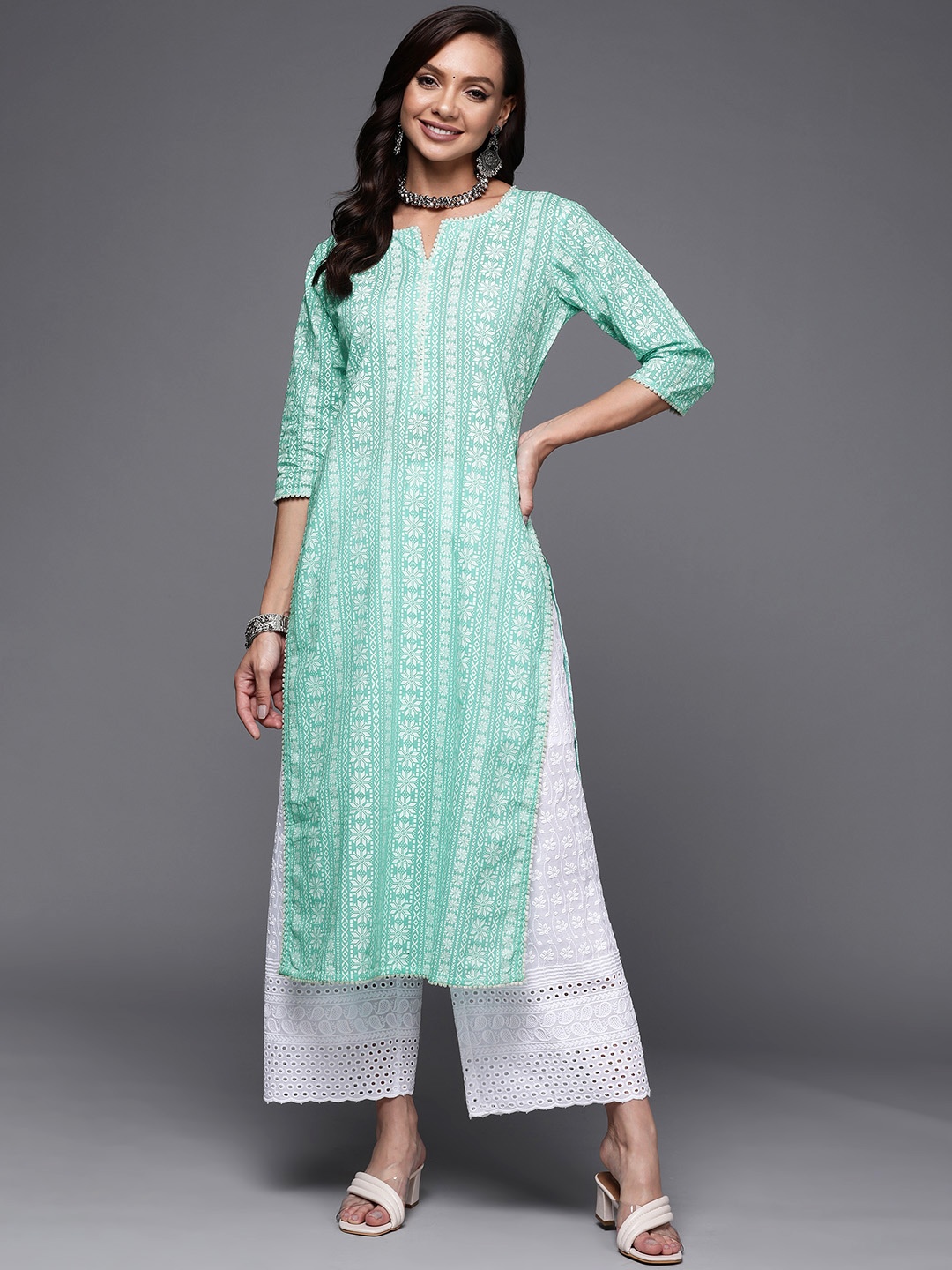 

Libas Women Ethnic Motifs Printed Kurta, Sea green