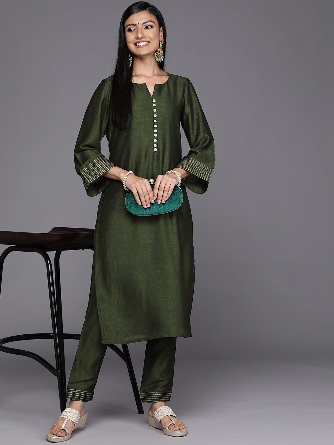 

Libas Women Green Gotta Patti Kurta
