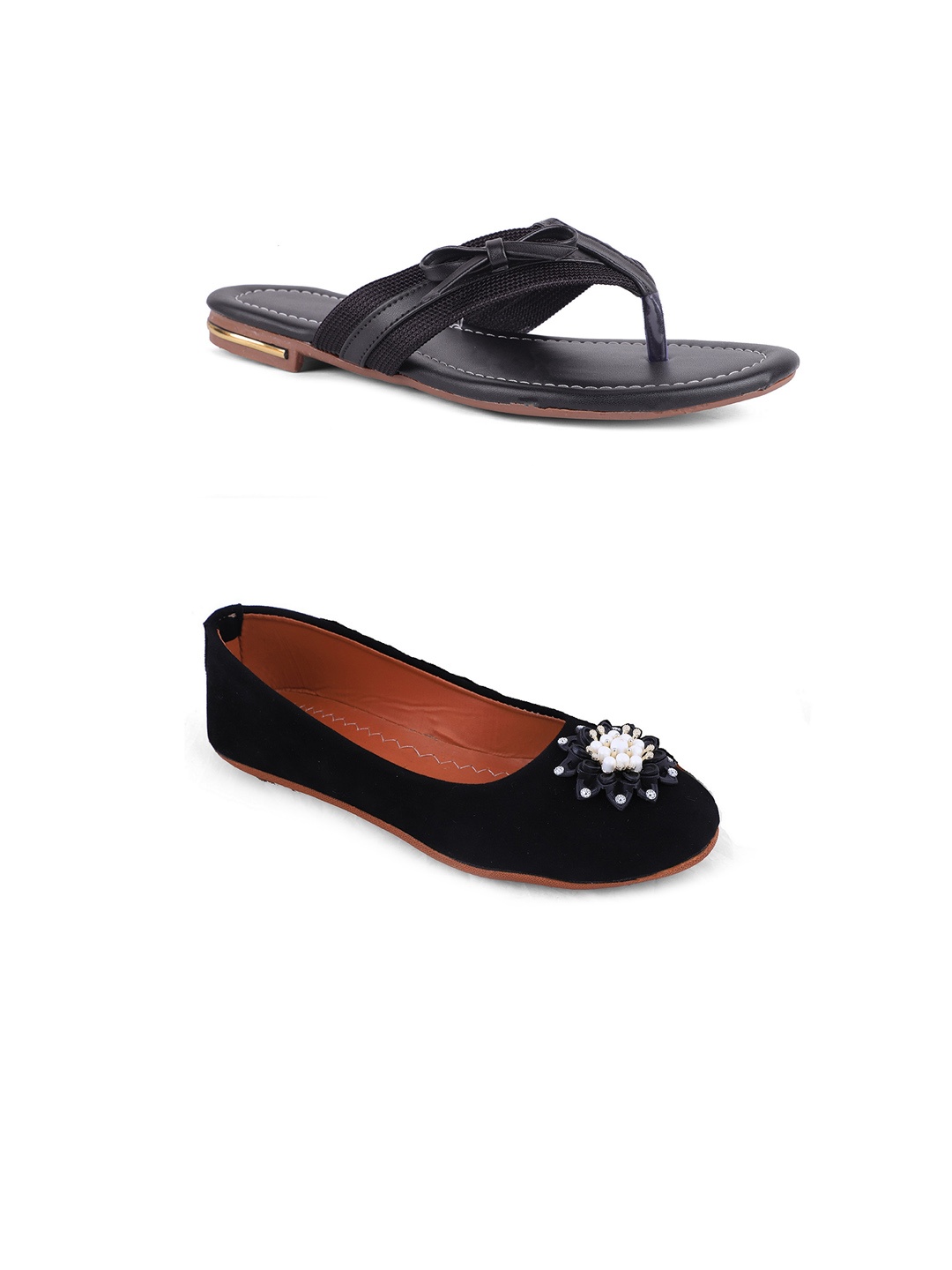 

FABBMATE Women Pack of 2 Flats, Black