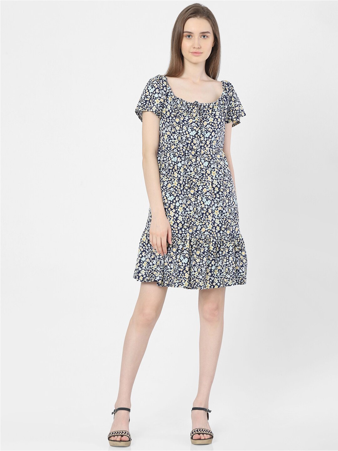 

Vero Moda Blue Floral Drop-Waist Dress