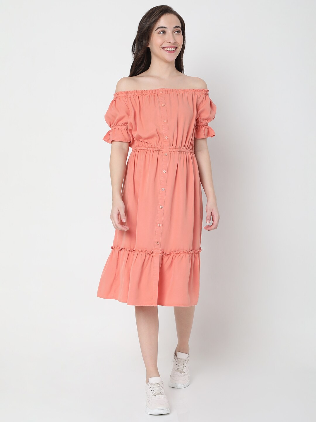 

Vero Moda Pink Off-Shoulder Mini Dress