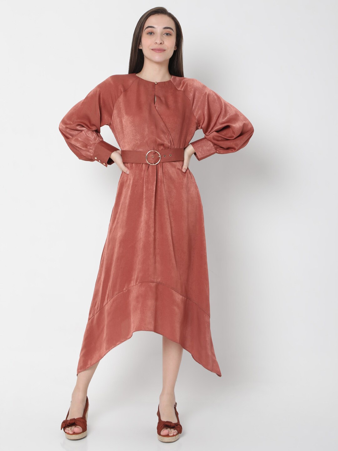 

Vero Moda Maroon A-Line Midi Dress