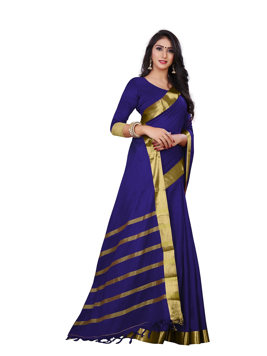 

VENISA Purple & Gold-Toned Woven Design Zari Saree