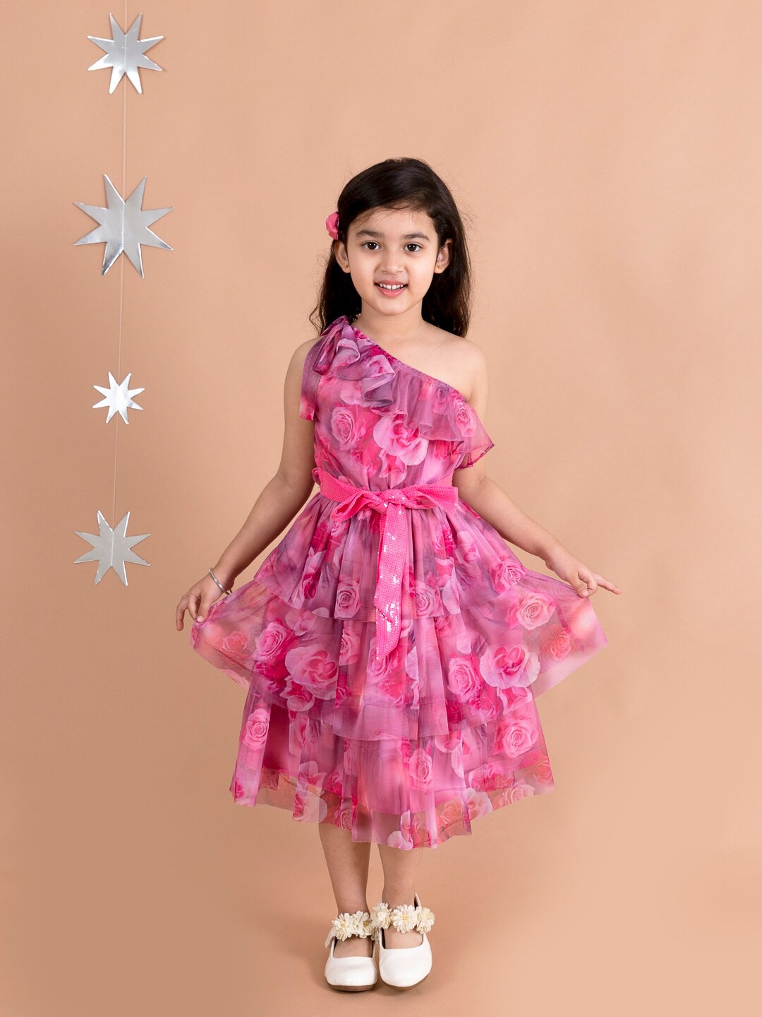 

pspeaches Pink Floral Net Dress