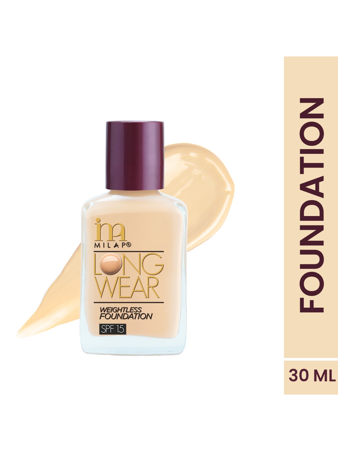 

MILAP Long-wear Weightless Liquid Foundation Natural Beige - 30ml, Pink
