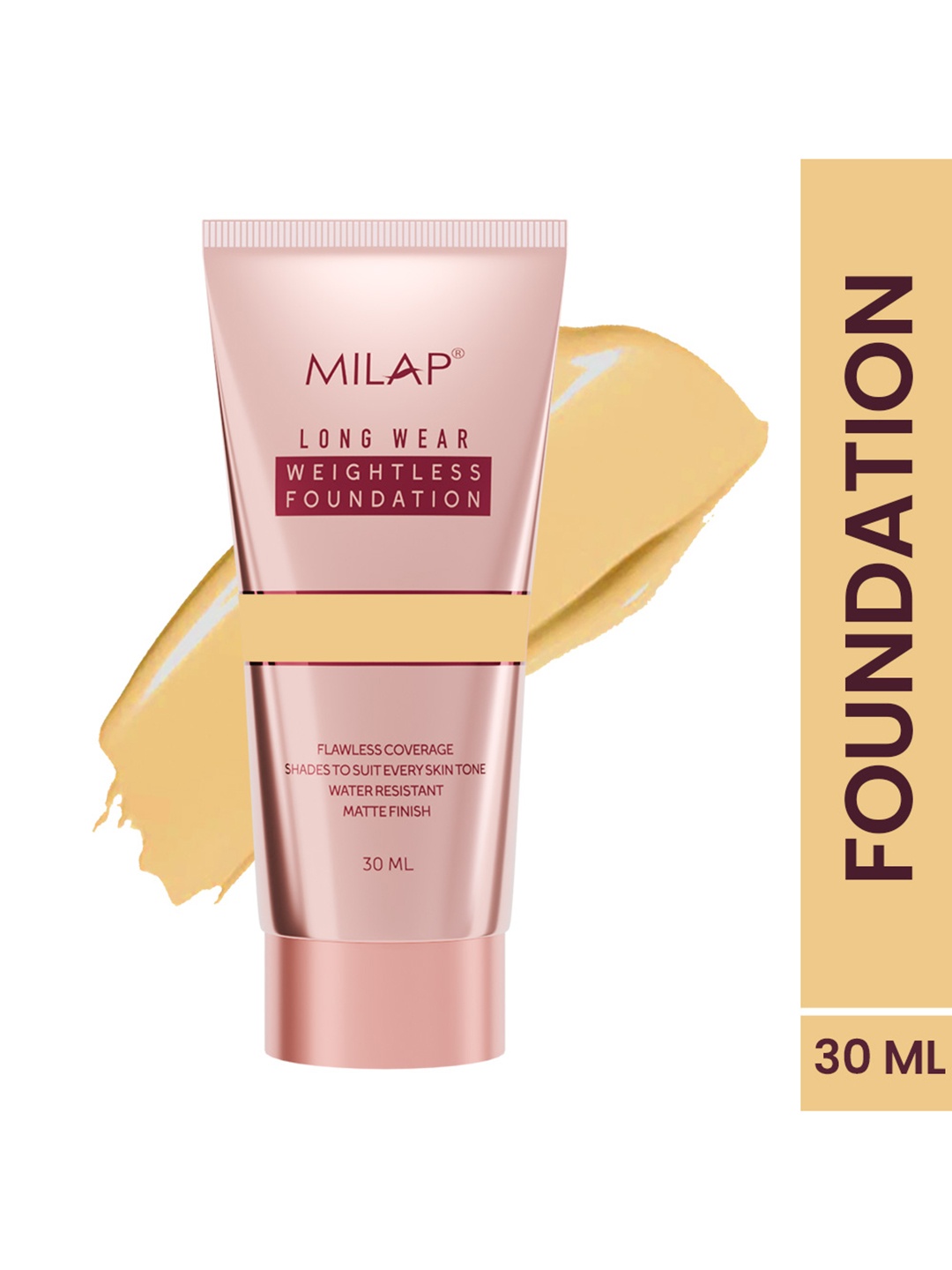 

MILAP Long Wear Weightless Foundation ,Natural Buff- 30ml, Yellow