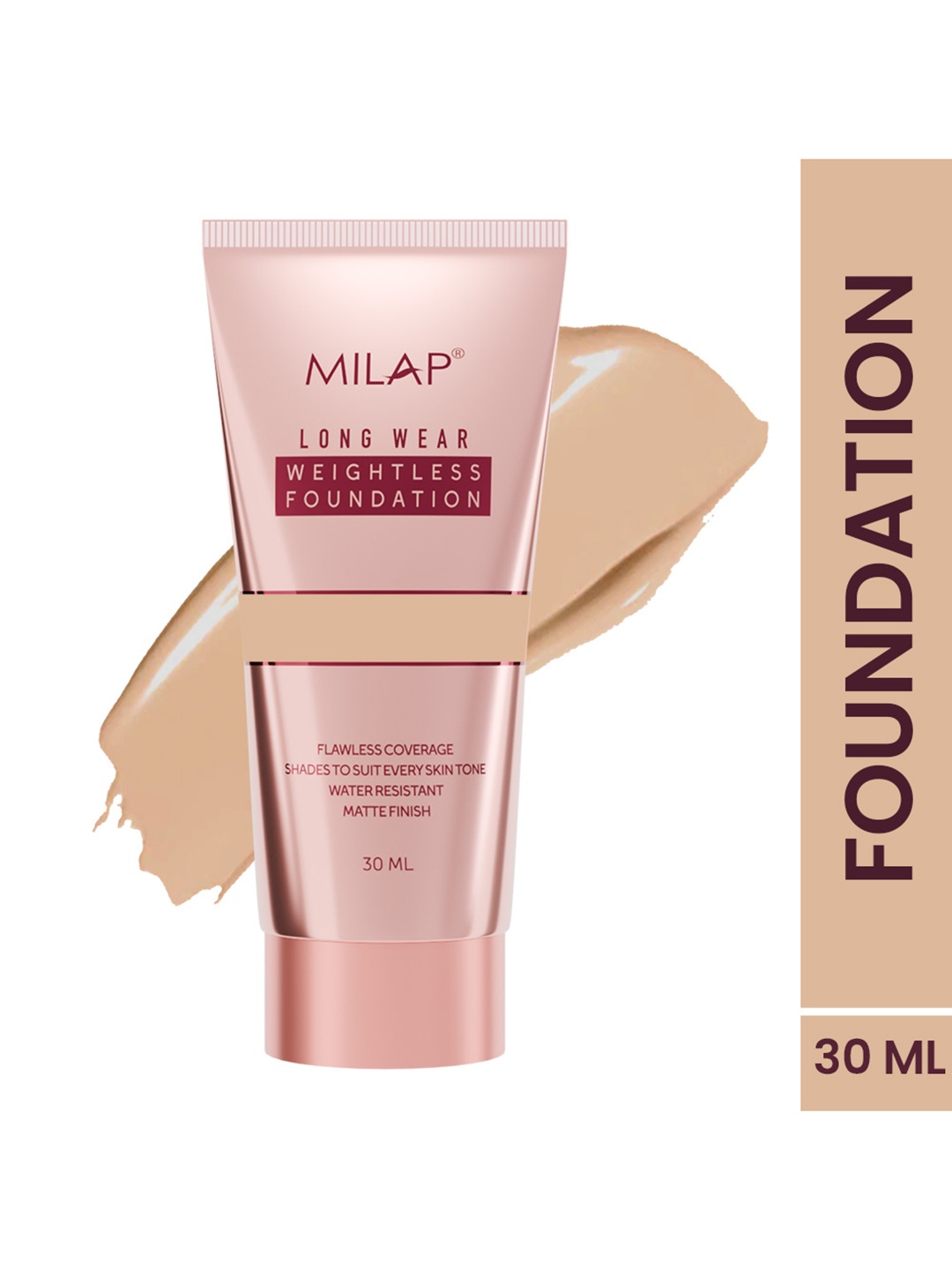 

MILAP Long Wear Weightless Foundation ,Soft Honey- 30ml, Pink