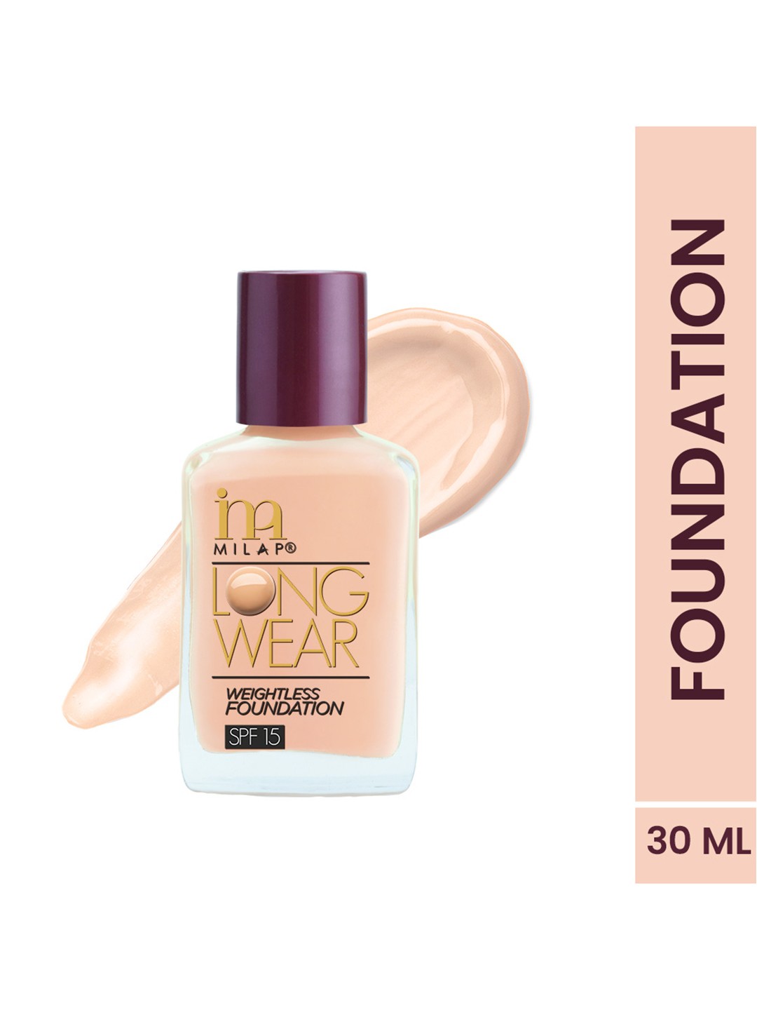 

MILAP Long-wear Weightless Liquid Foundation ,Blush - 30ml, Pink
