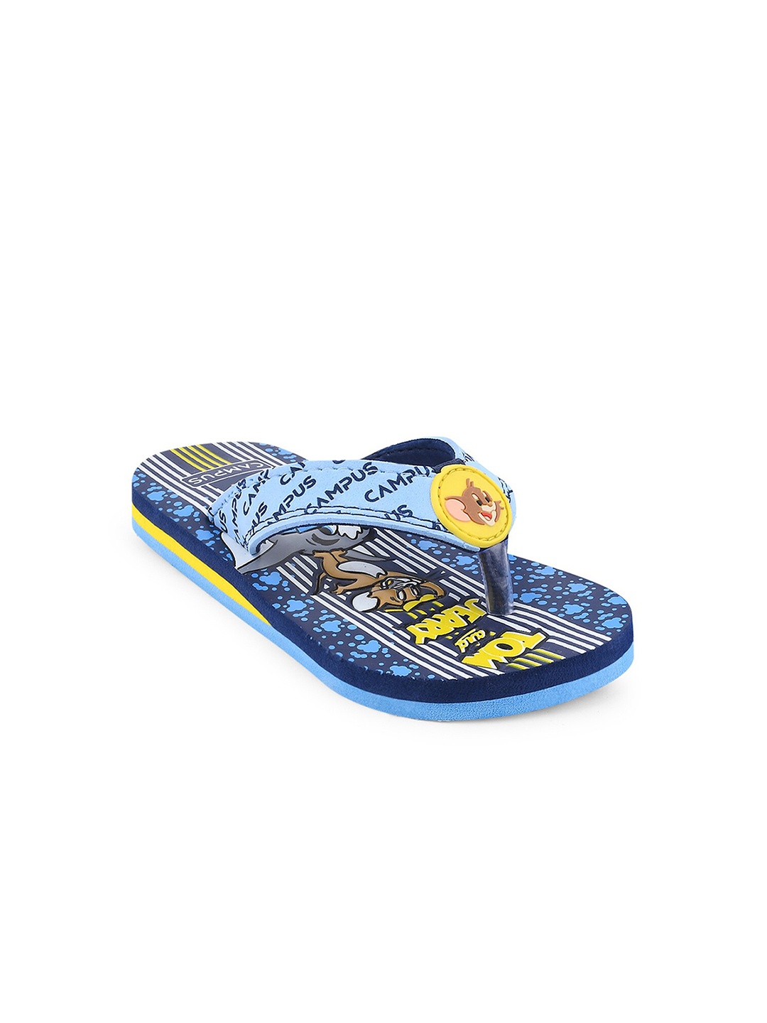 

Campus Unisex Kids Blue & Mustard Printed Rubber Sliders