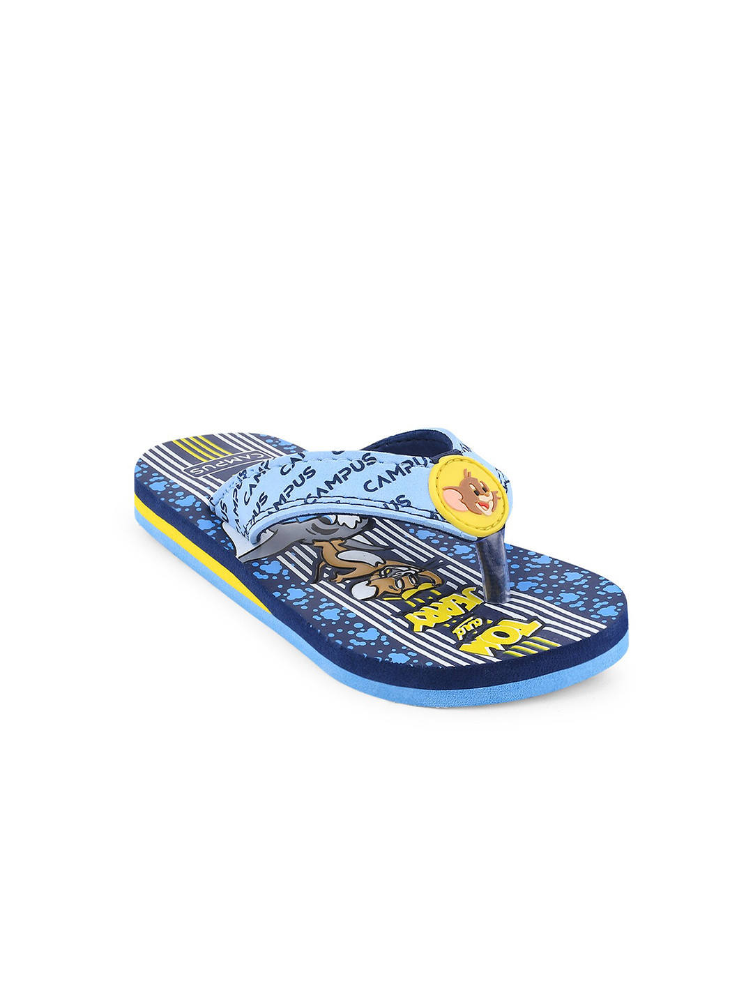 

Campus Unisex Kids Blue & Yellow Printed Rubber Sliders