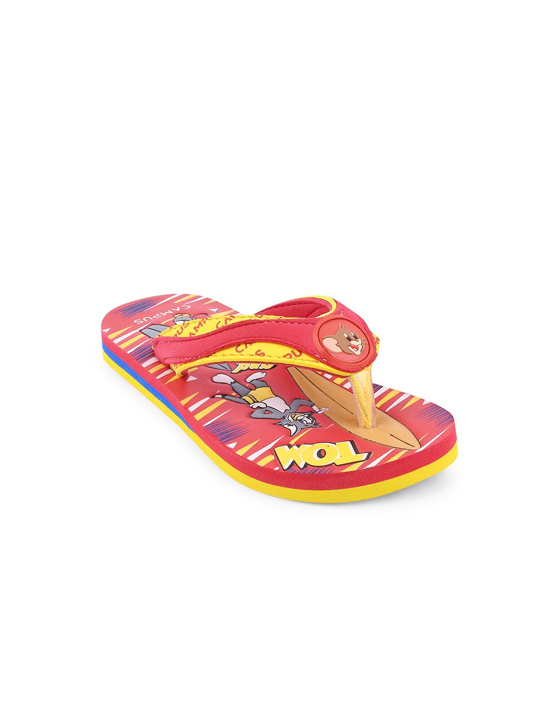 

Campus Unisex Kids Red & Mustard Printed Rubber Thong Flip-Flops