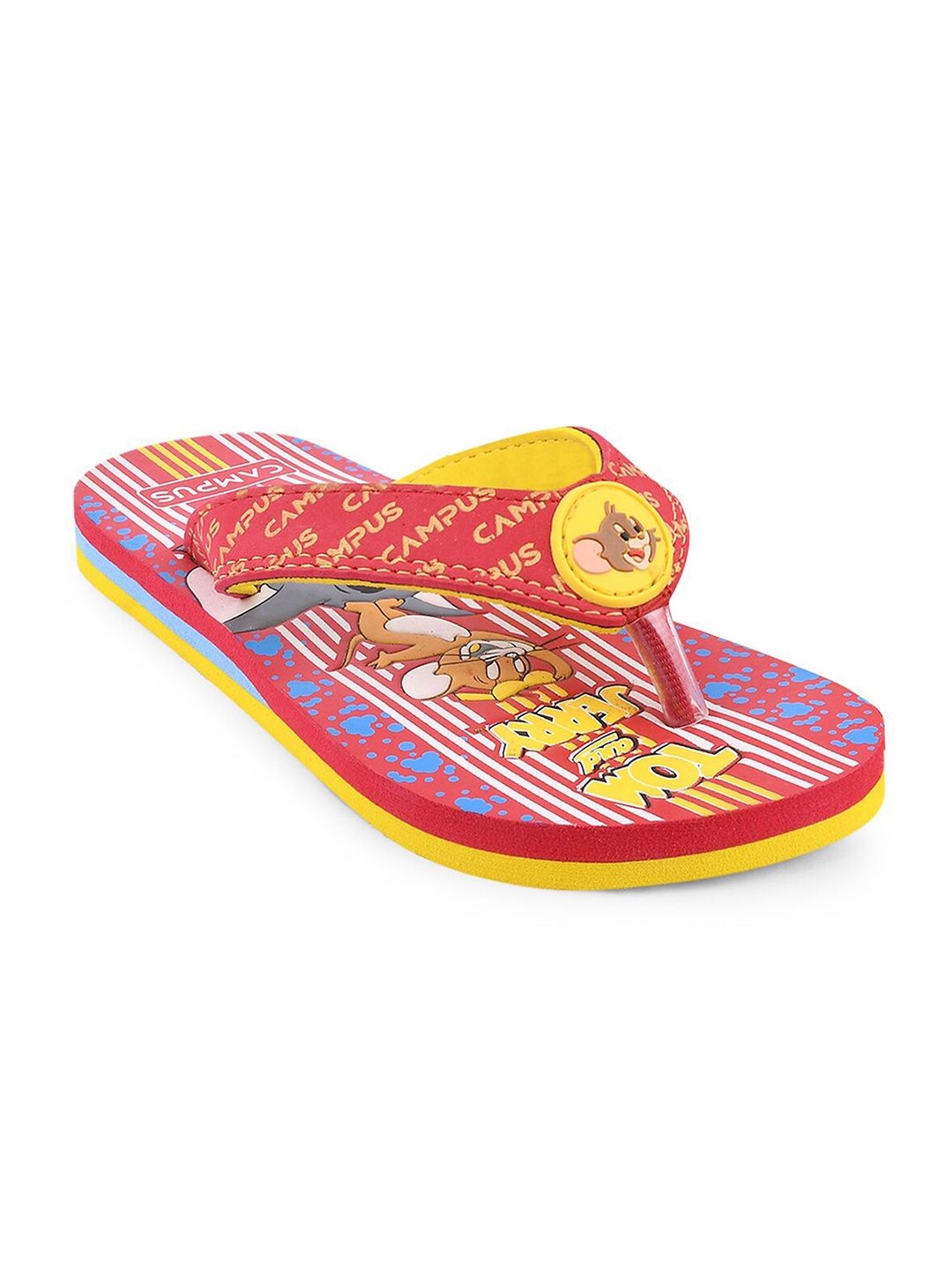 

Campus Unisex Kids Red & Mustard Printed Rubber Sliders