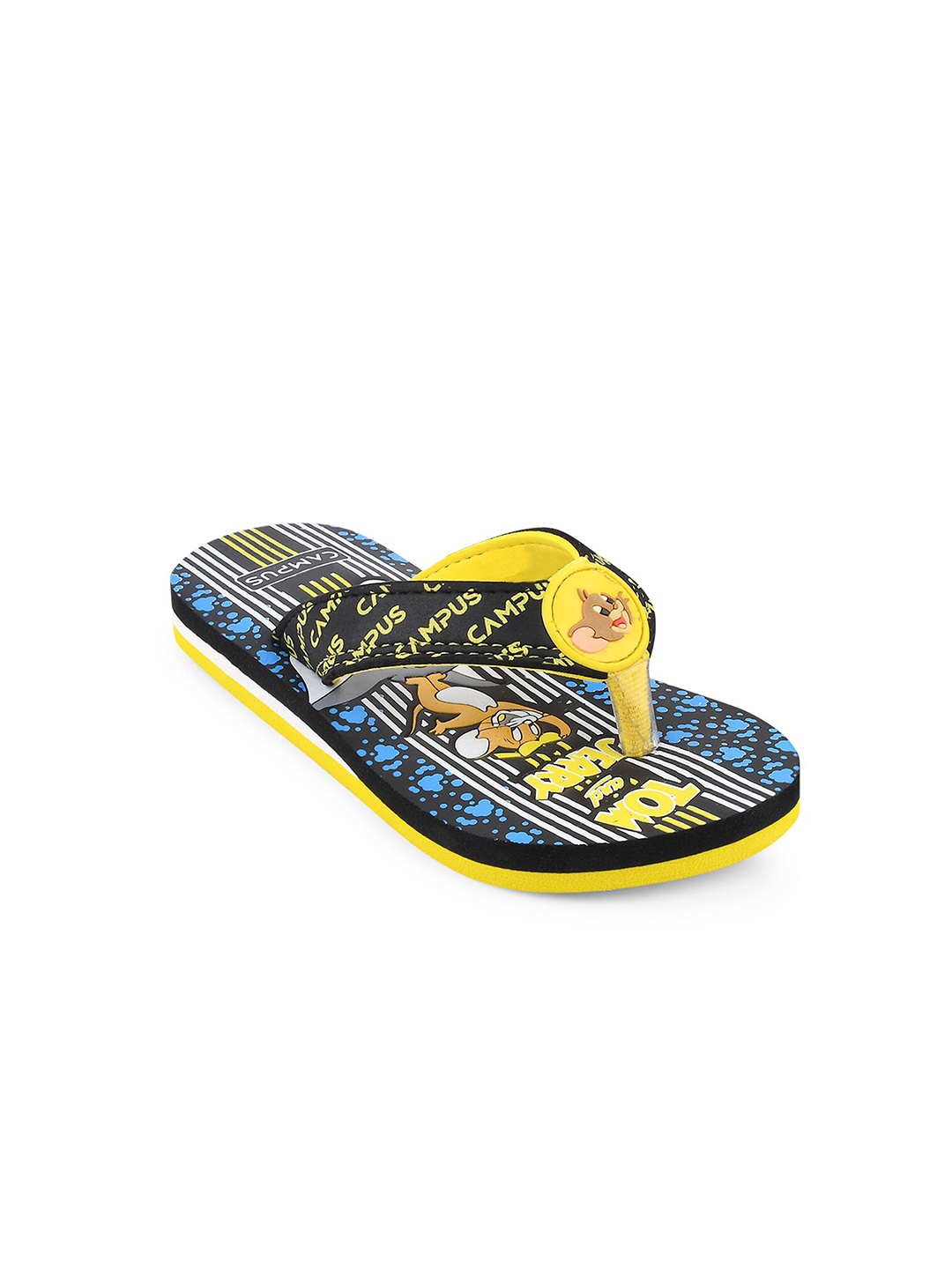 

Campus Unisex Kids Black & Mustard Printed Rubber Thong Flip-Flops