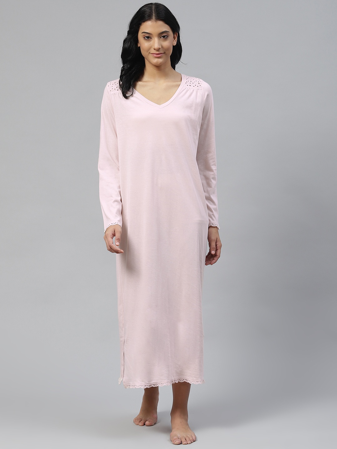 

Marks & Spencer Pink Pure Cotton Solid Maxi Nightdress