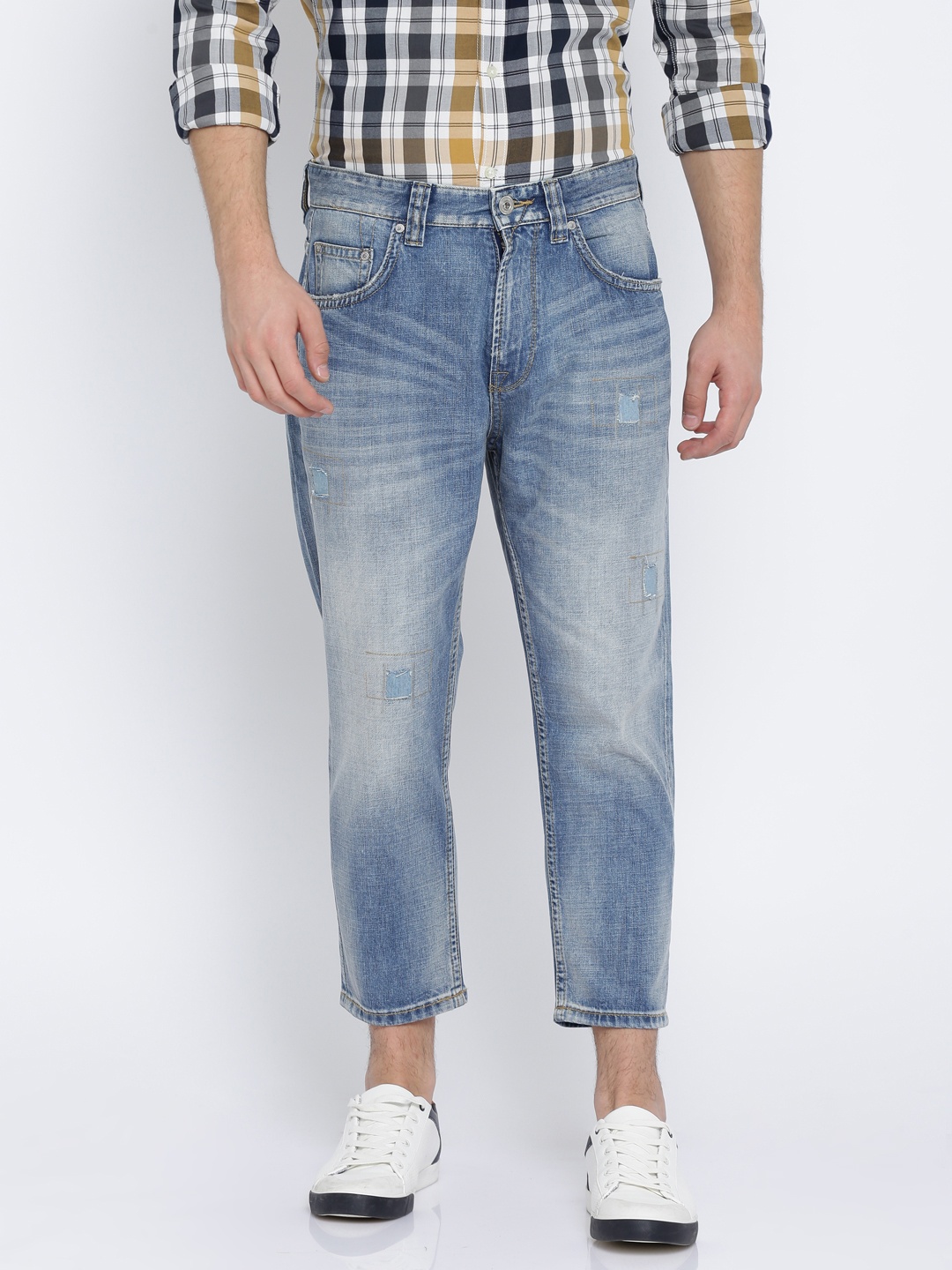 

Celio Men Blue Regular Fit Mid-Rise Low Distress Jeans
