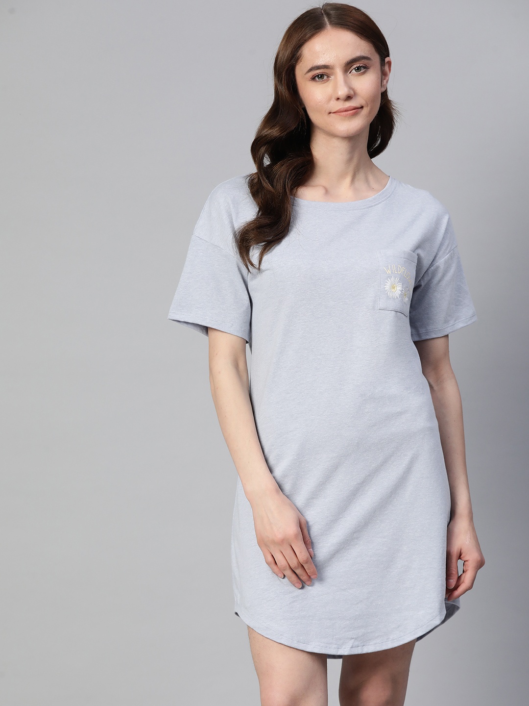 

Marks & Spencer Floral Embroidered T-shirt Nightdress, Blue