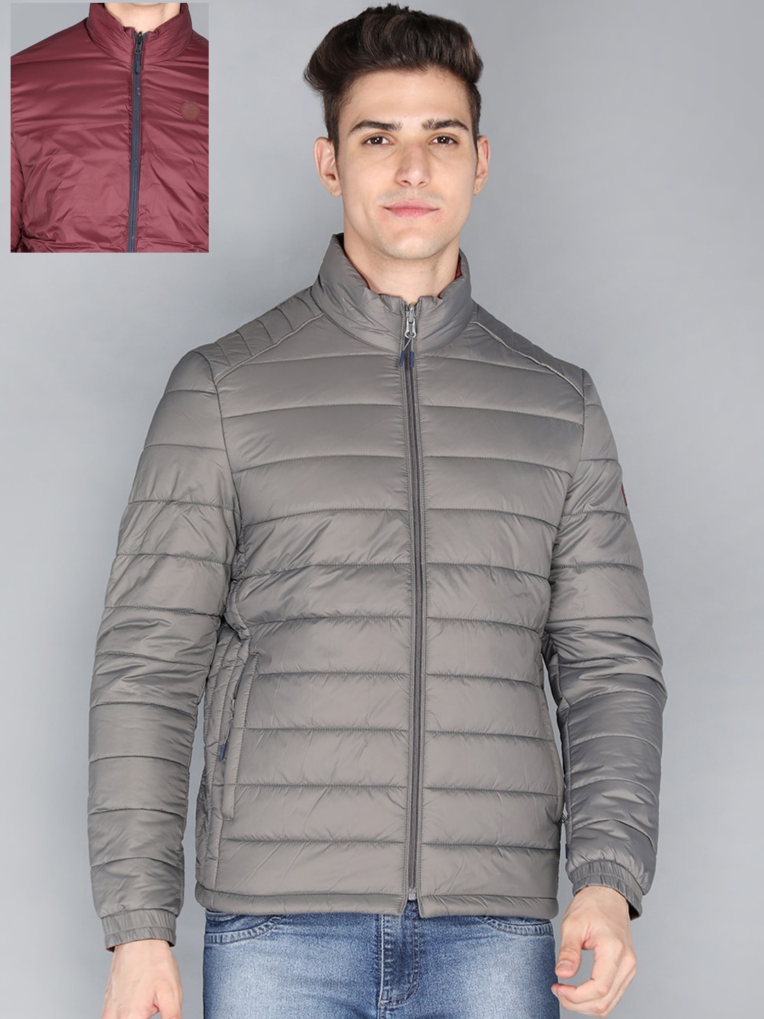 

LURE URBAN Men Steel Camouflage Reversible Padded Jacket