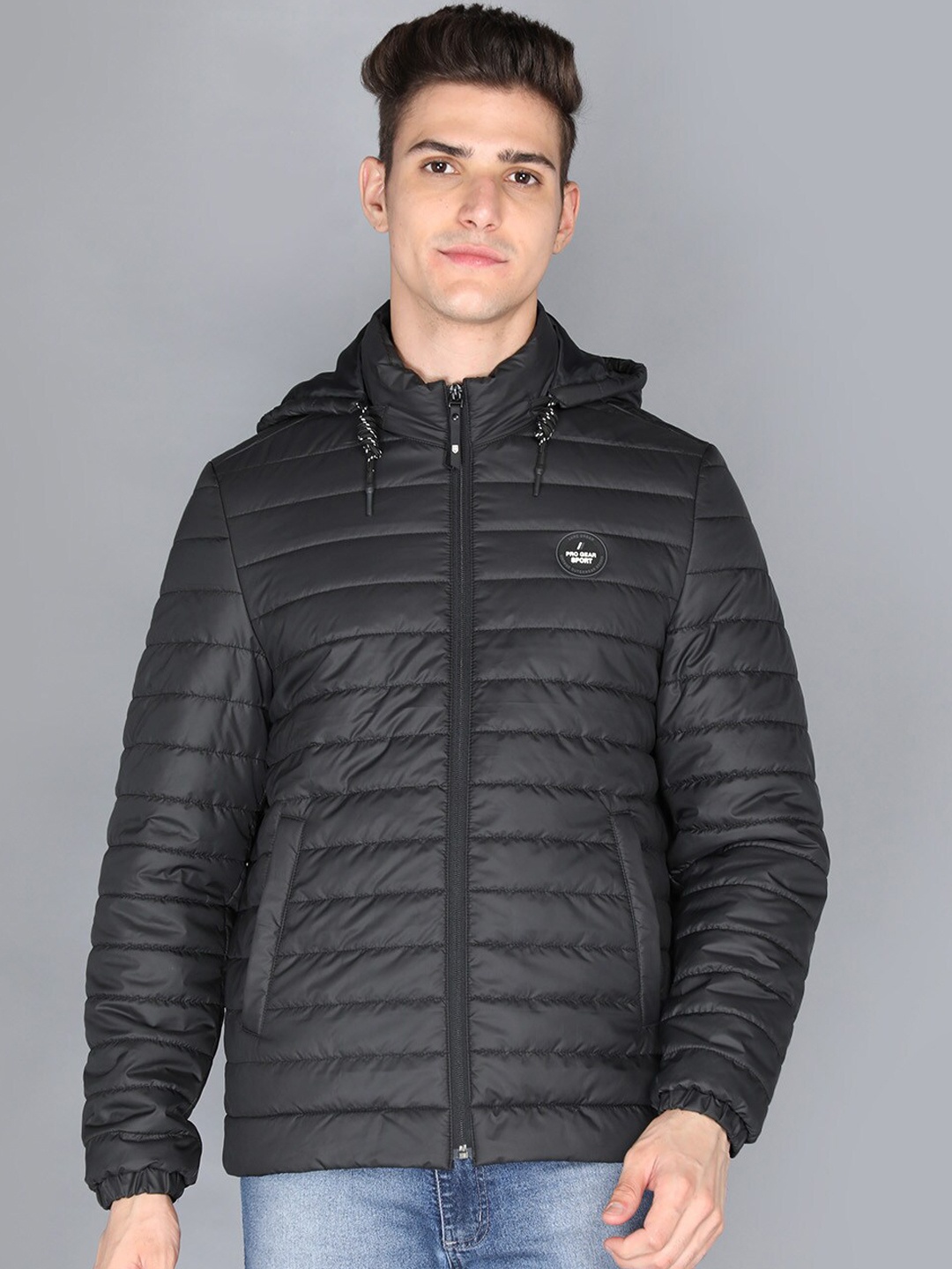 

LURE URBAN Men Black Striped Padded Jacket